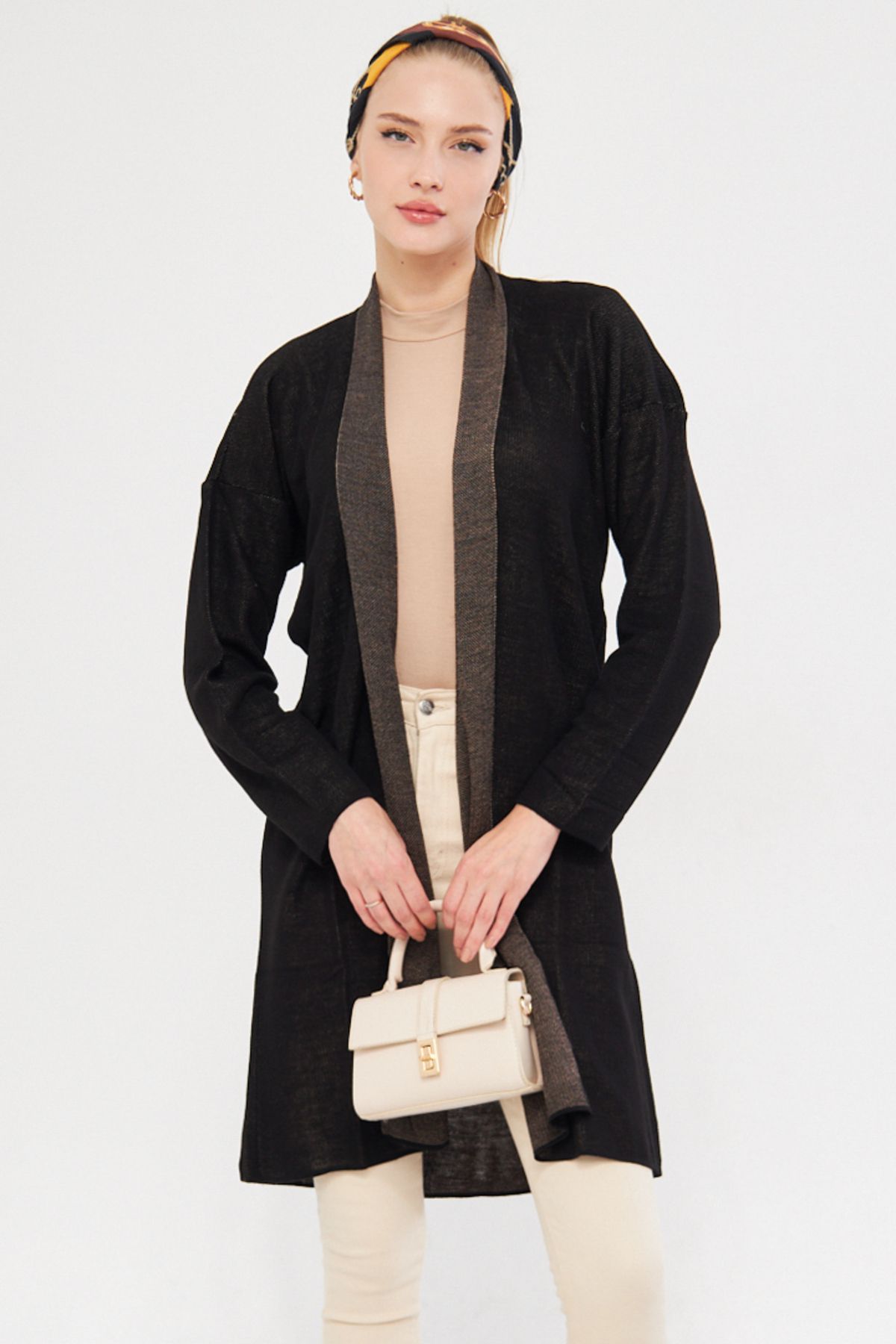 WOMEN BLACK LONG LONG ARM FINE TRICO Cardigan ARM-25K012009