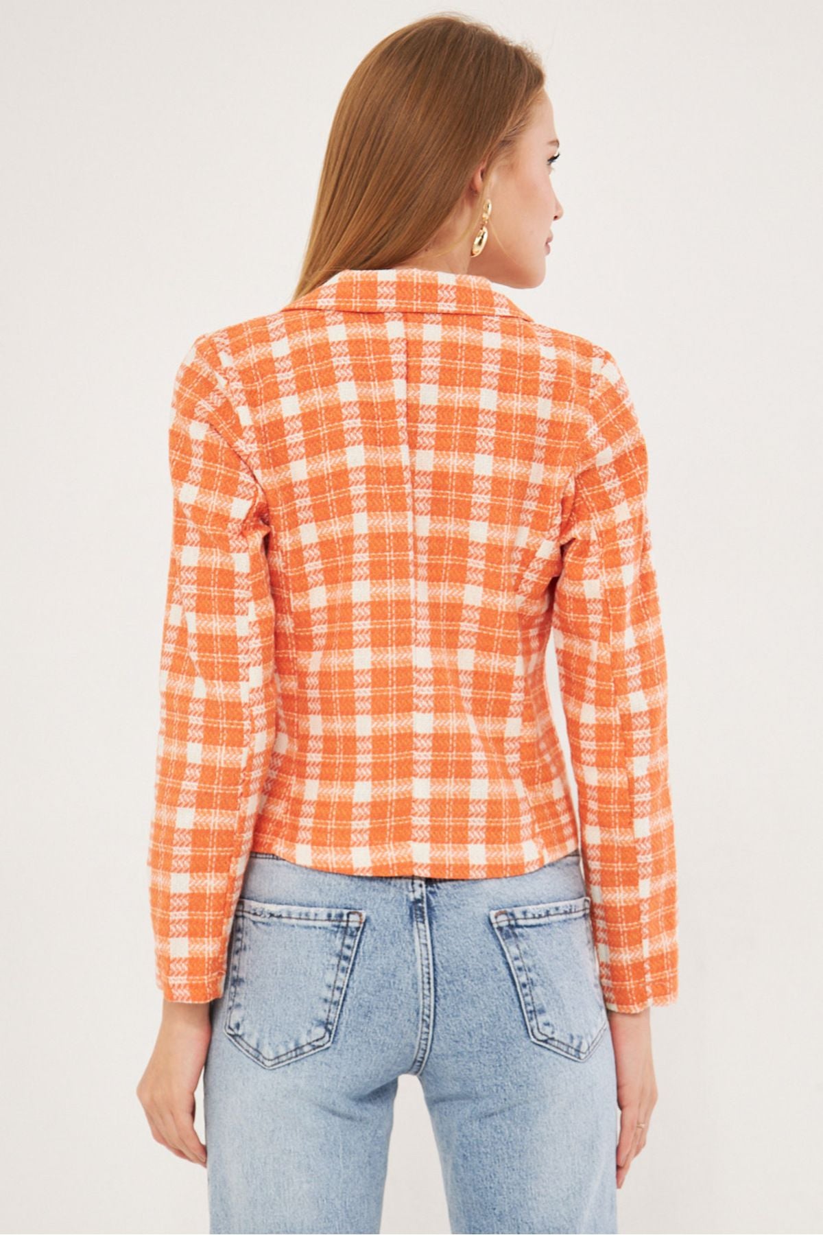 WOMEN WHITE-ORUNCU CRABLE YAKA TÜVİT CROP JACKET ARM-24K001014