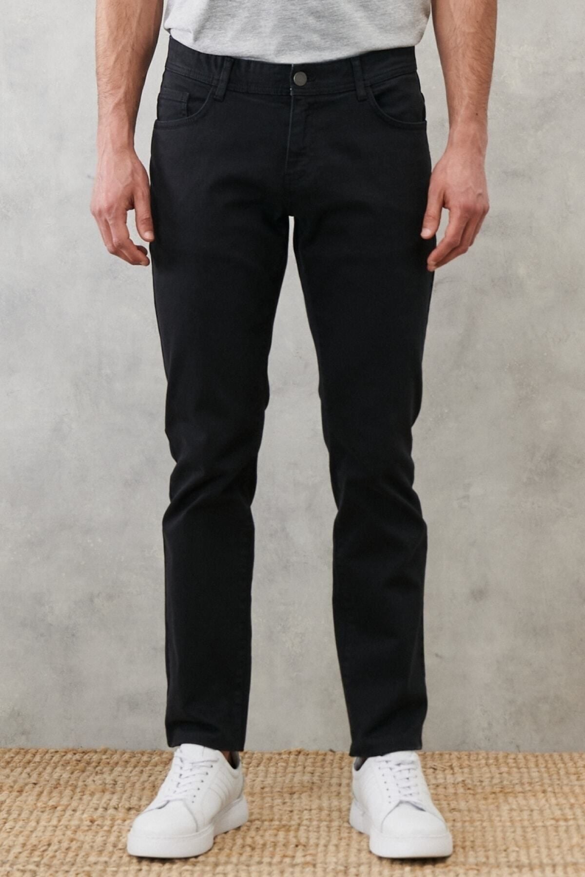 Men's black 360 degrees stretching in all directions, comfortable slim fit narrow cut pants