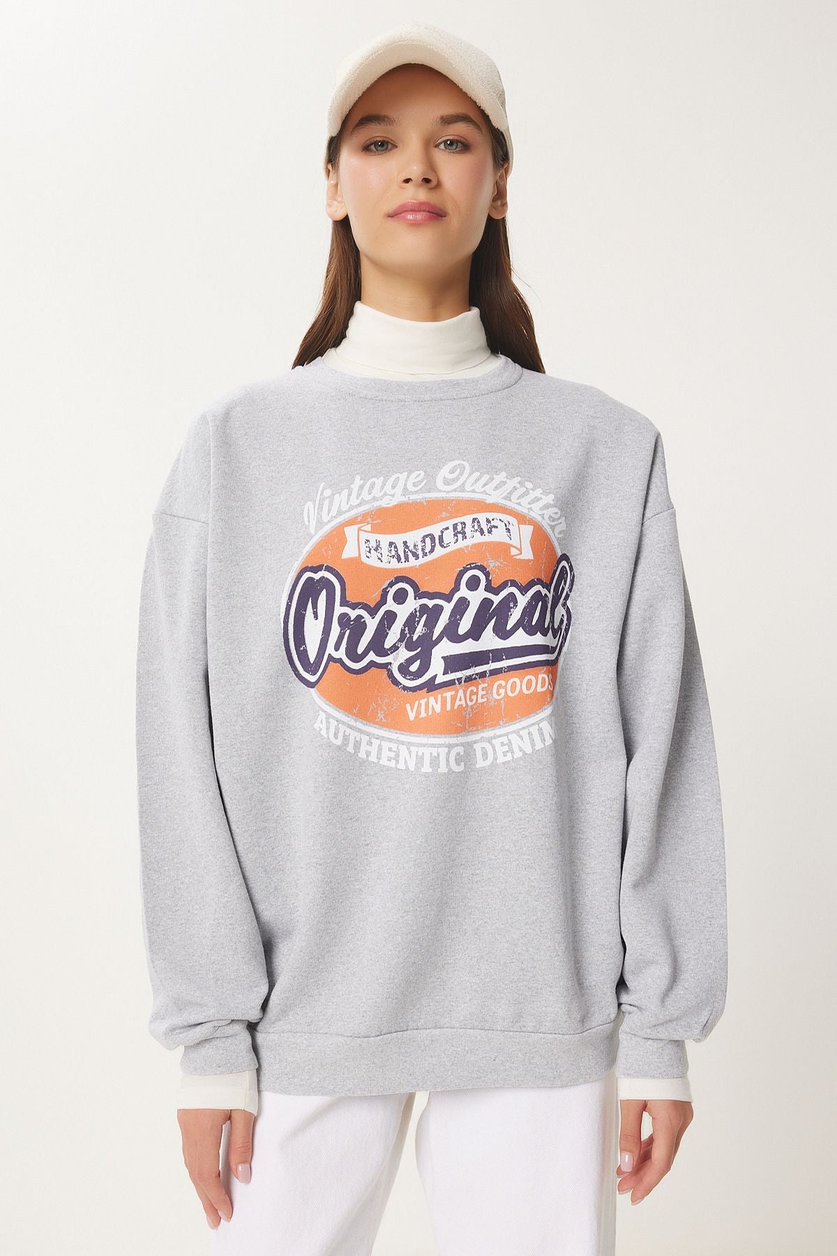 Women's Gray Printed Sweatshirt DZ00003