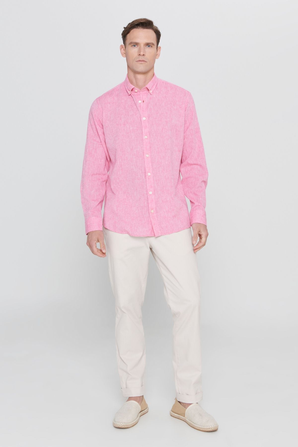 Men's Fuchsia Kenen Comfort Fit Casual Cutting Button Casual Shirt