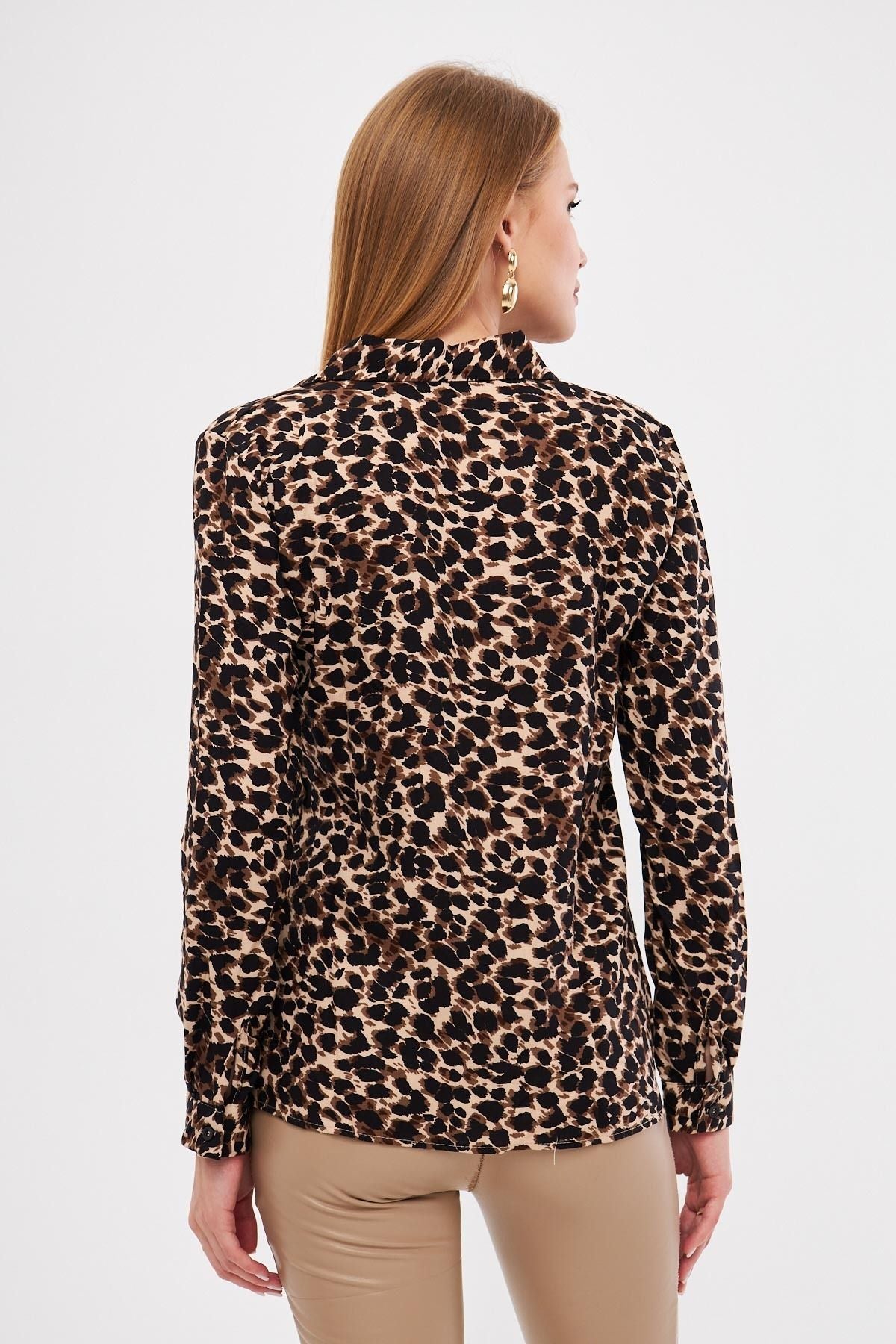 Female mink patterned long arm shirt ARM-25K001040