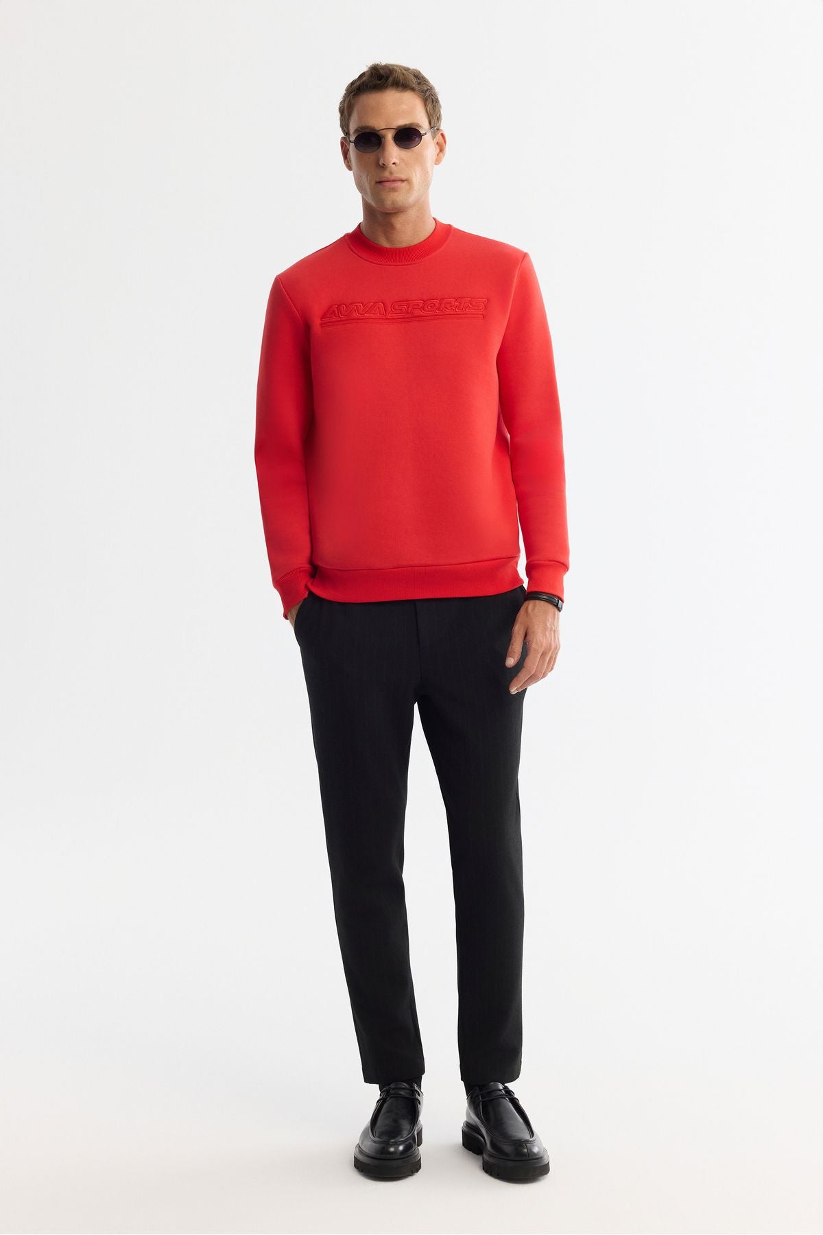 Men's Red Bicycle Collar 3 -Trust Cotton Printed Sweatshirt A42y1306