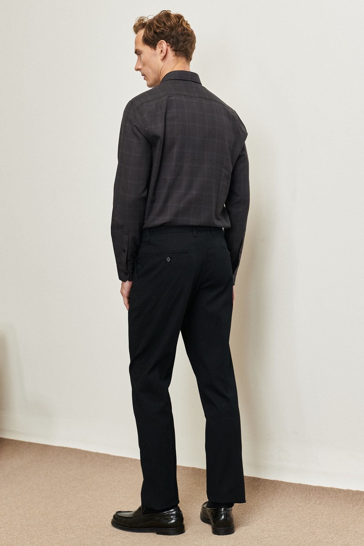 Men's Black Comfort Fit Casual Cut Flexible Amelor Casual Pants