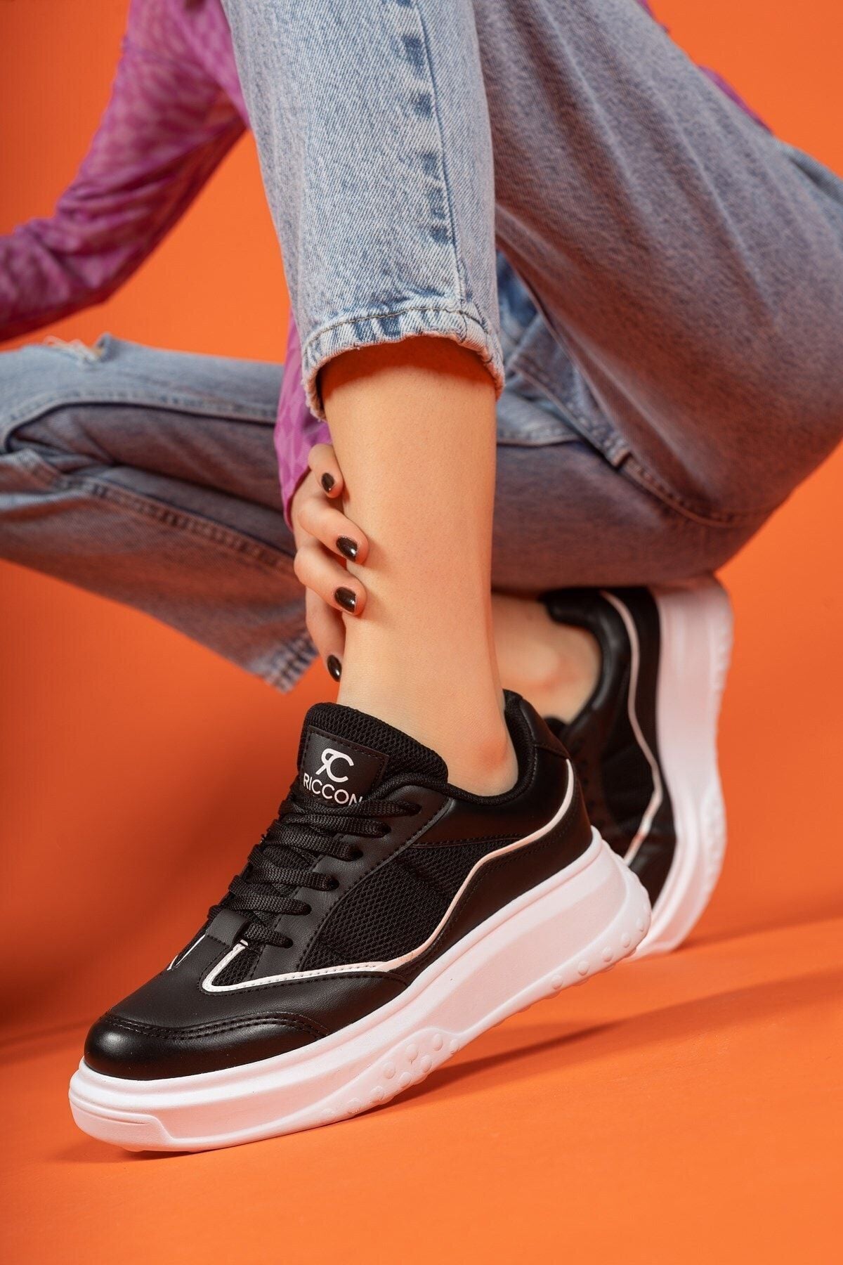 Siyah Beyaz Kadın Sneaker 0012153