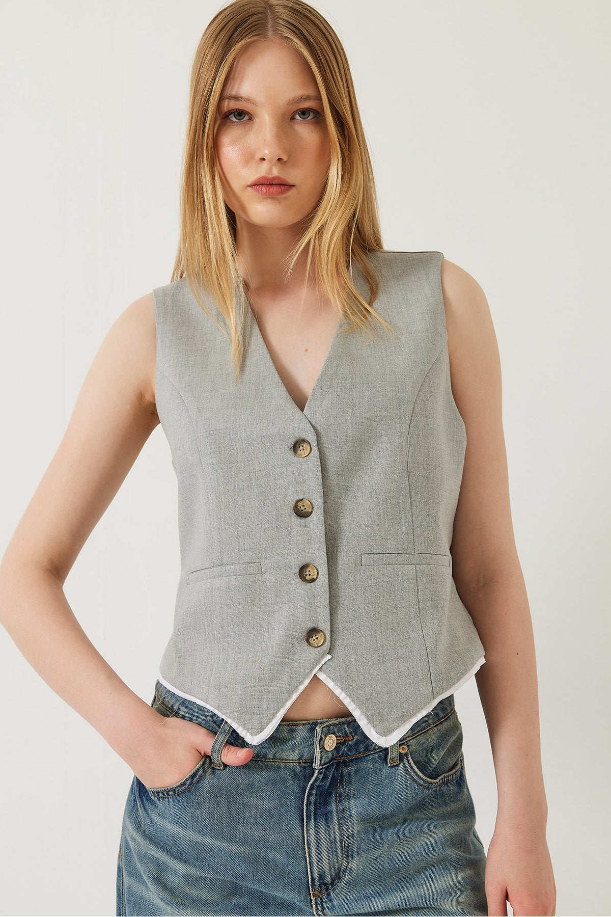 Women's V-Neck Viscose Pile Lined Vest 60232 60271060