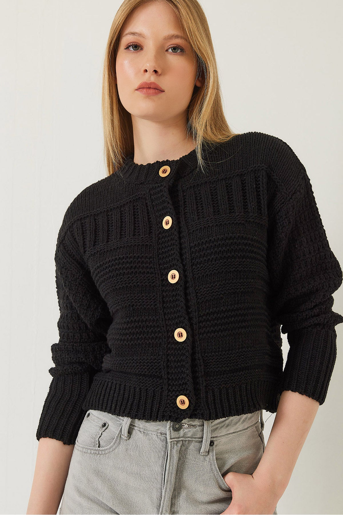 Women's Buttoned Patterned Knitwear Cardigan 20247545