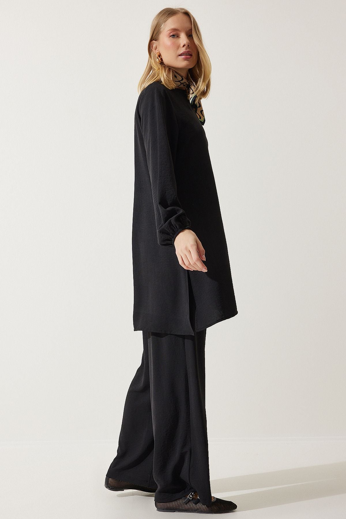 WOMEN BLACKED TUNIC PALAZZO Knitting Set to00133