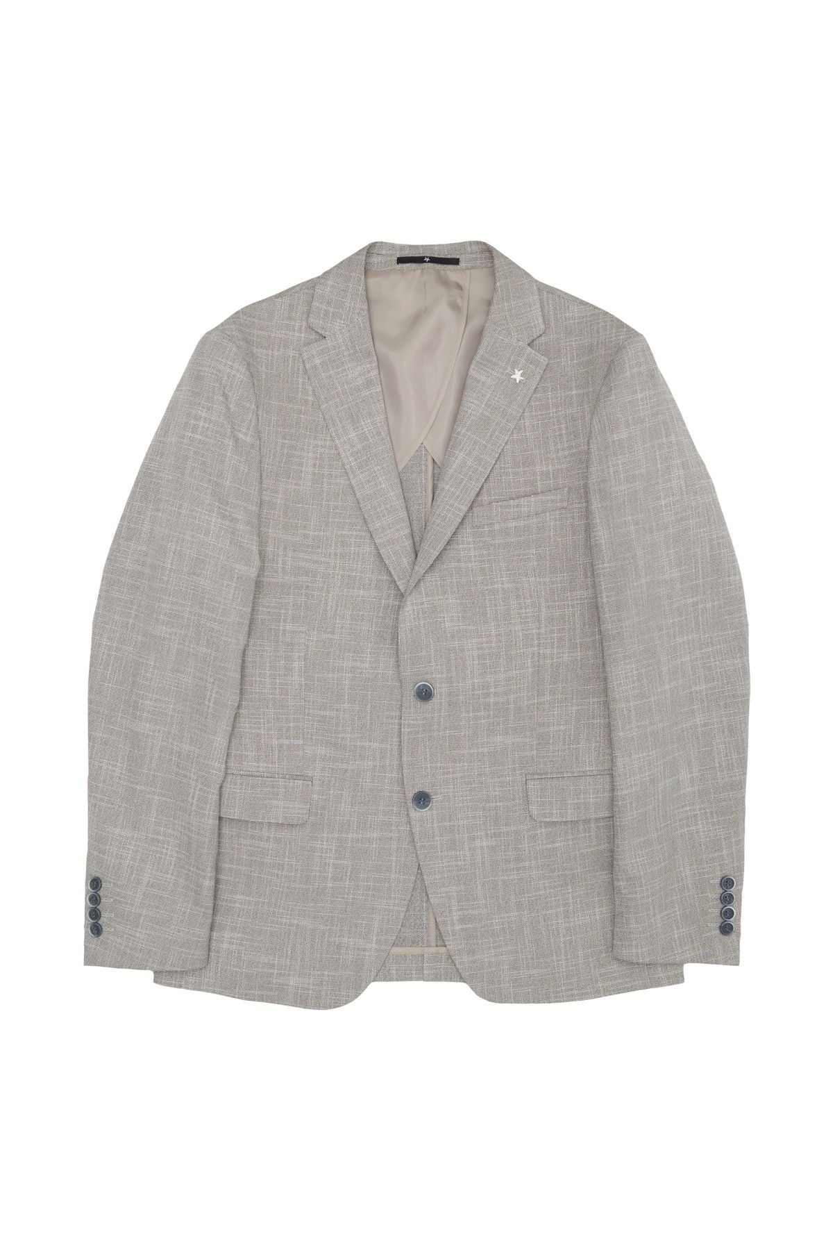 Men's Beige Slim Fit Narrow Cut Mono Yaka Amest Jacket