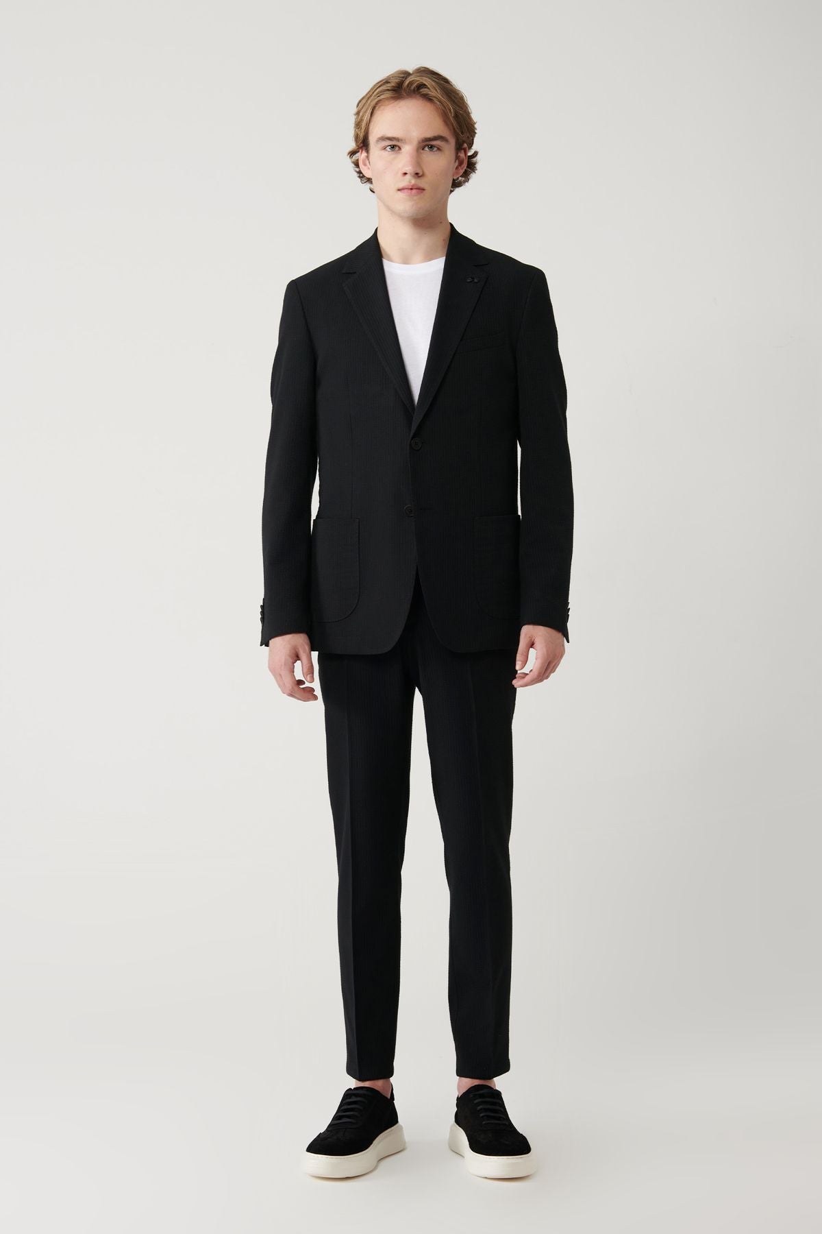 Men's black slit -free flexible fabric jacket A41y4000