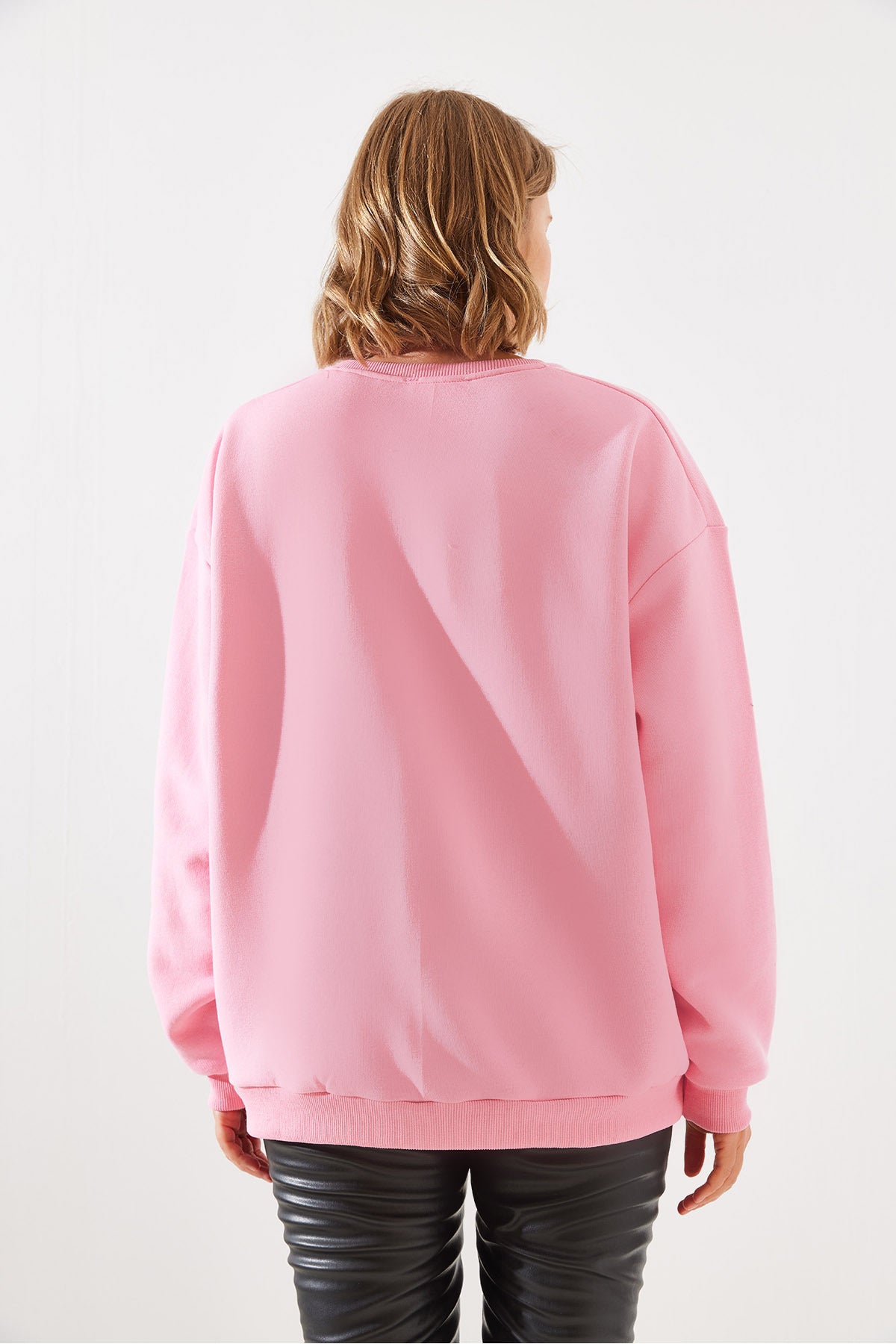 Women's Crew Neck Ruffled Zipper Detailed Basic Sweatshirt 60251796