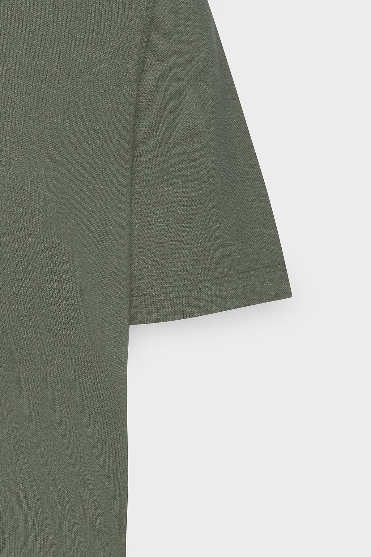 Men's Khaki Slim Fit Narrow Cut Bicycle Collar Cotton T -shirt