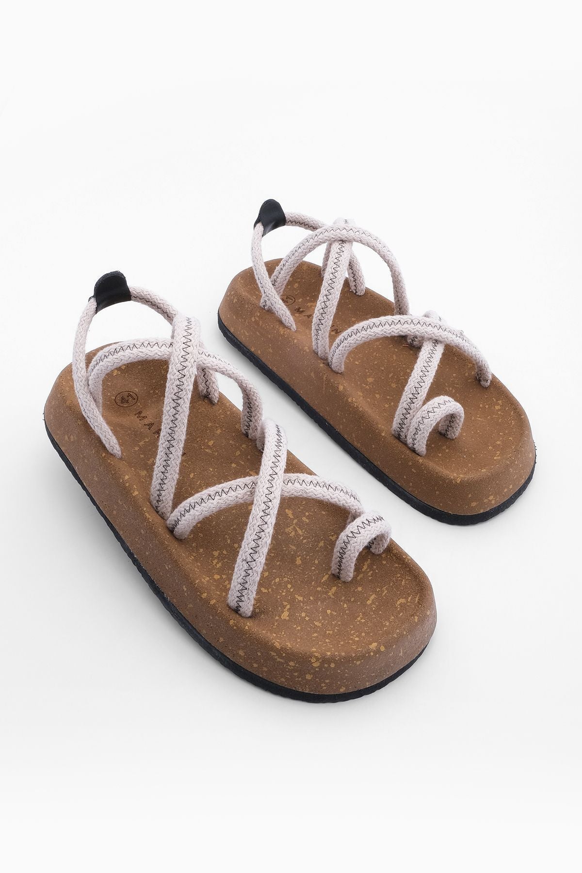 Men's mushroom base patterned cotton rope flip -flops cross band daily sandals.