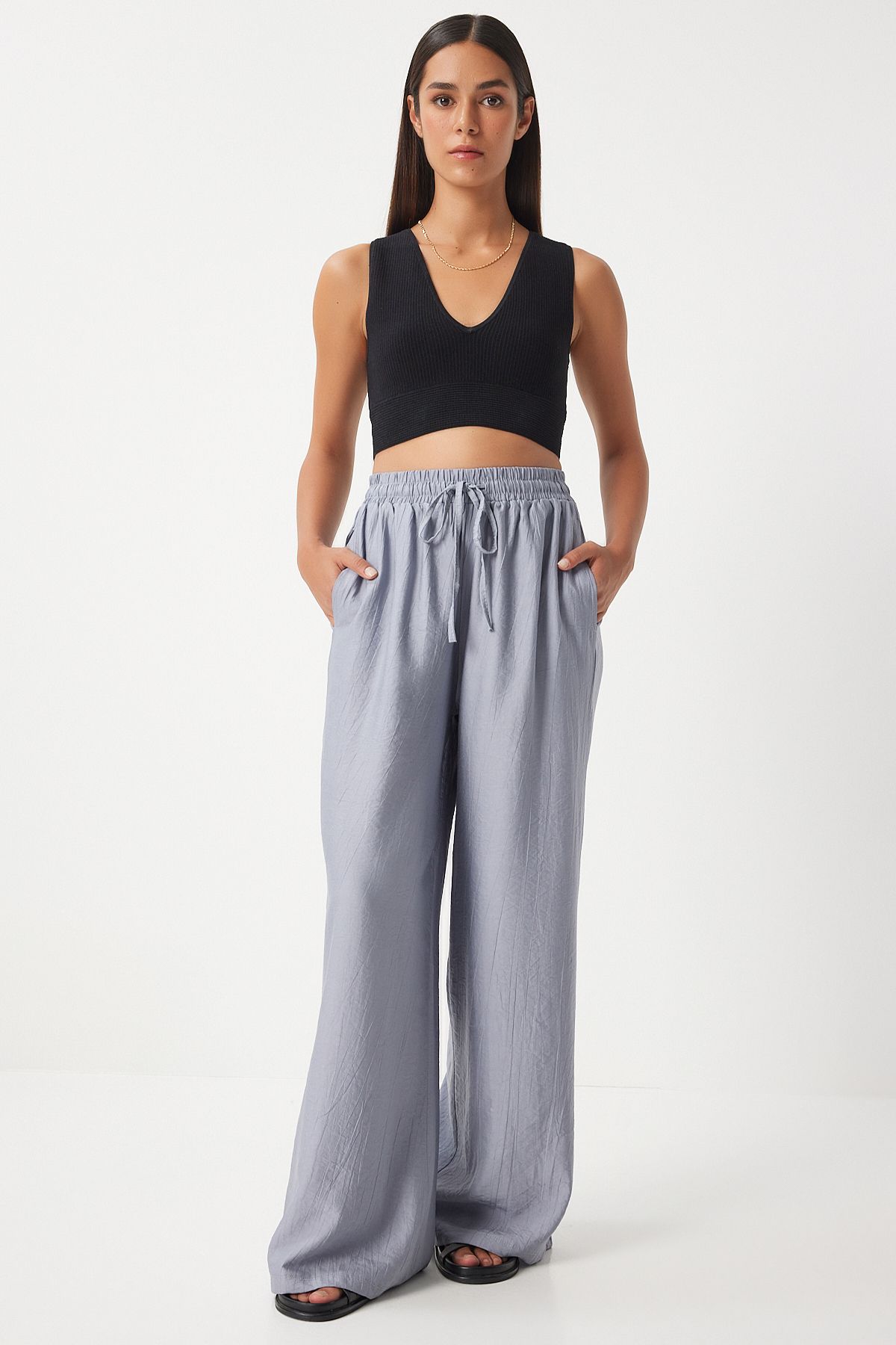 Women's gray plenty of trousers dp00206