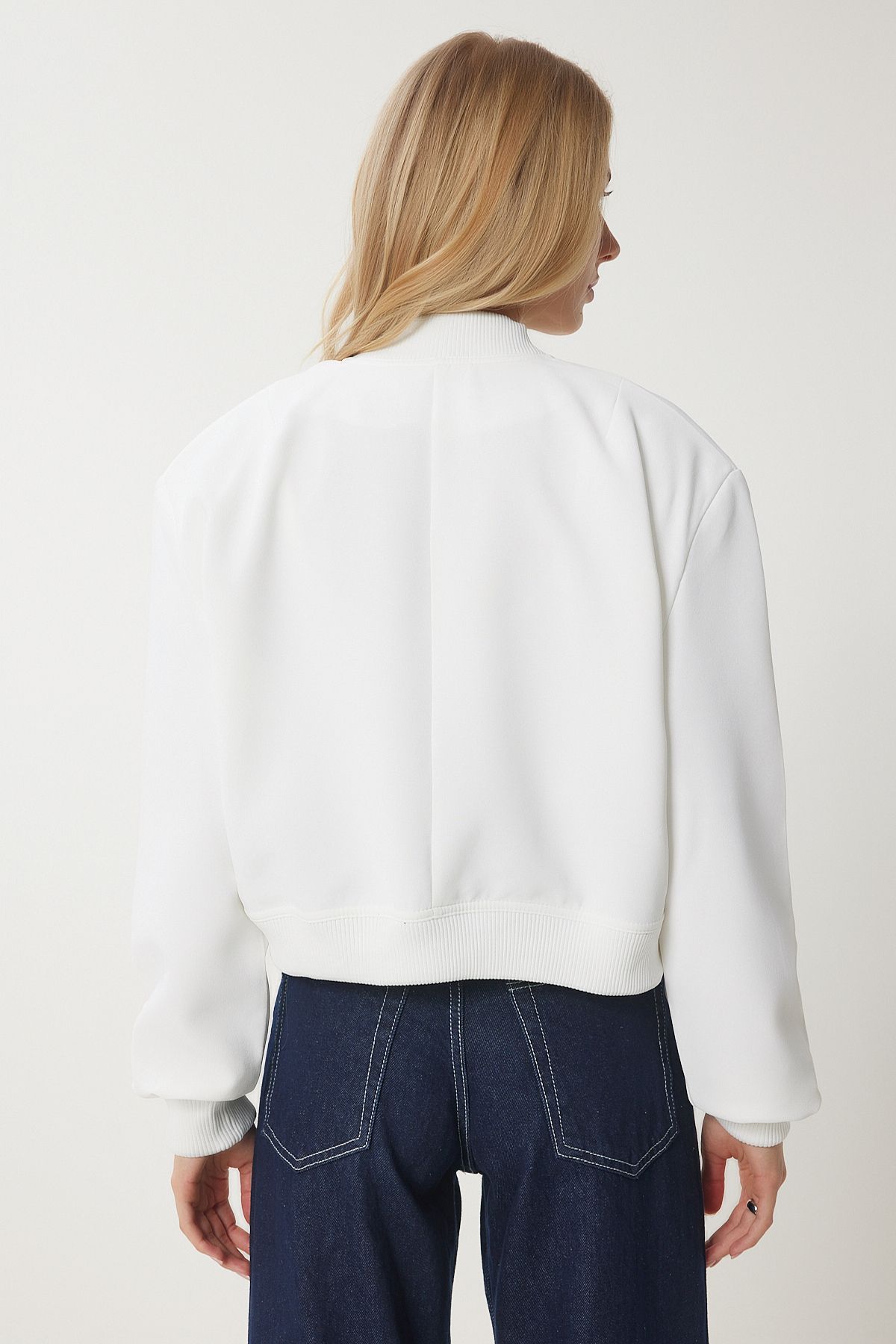 Female ecru homeland bomber weaving jacket FN03454