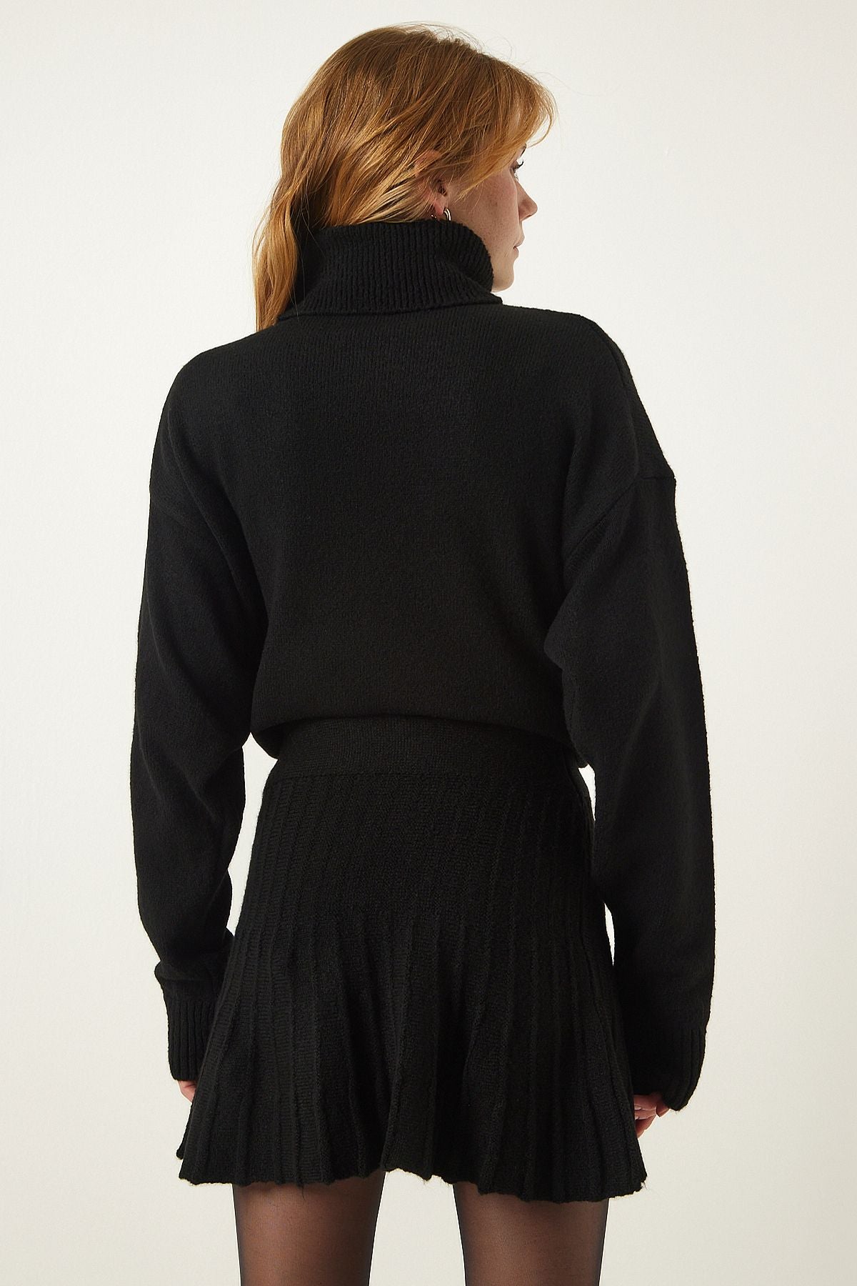 Female Black Fisherman Yaka Sweater Skirt Triko Team YY00195