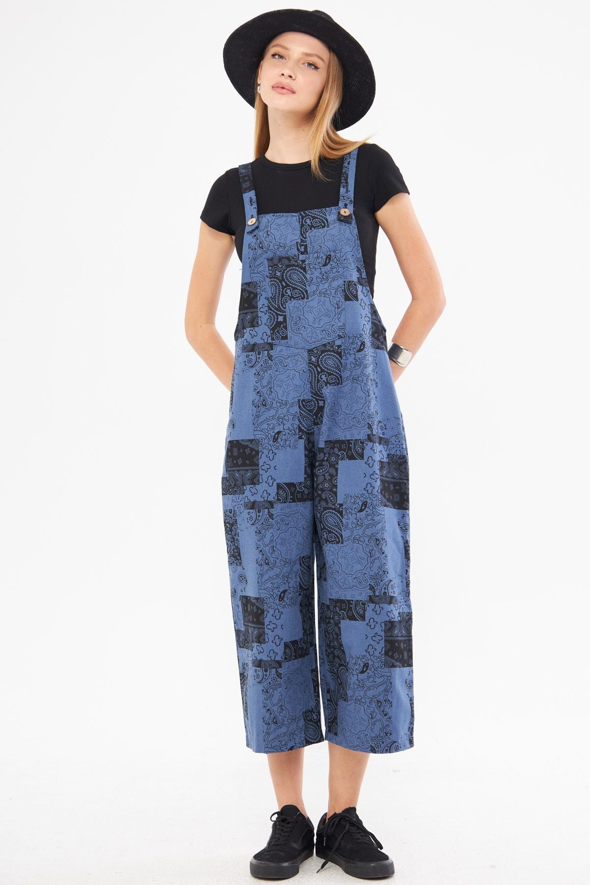 Woman Dark Blue Patterned Gardener Tulum Arm-24y001106