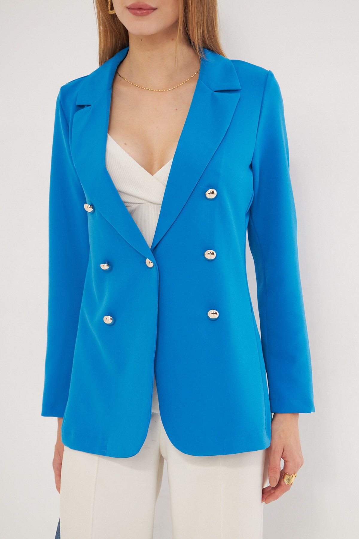 Women's Blue Buttoned Jacket ARM-20K001151