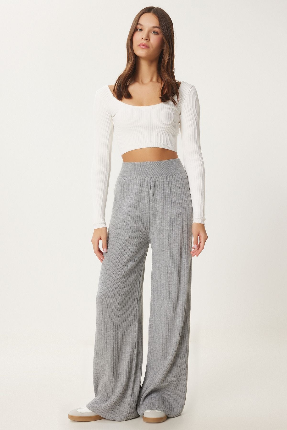 Woman Light Gray Vum Triko Pants Ki00096