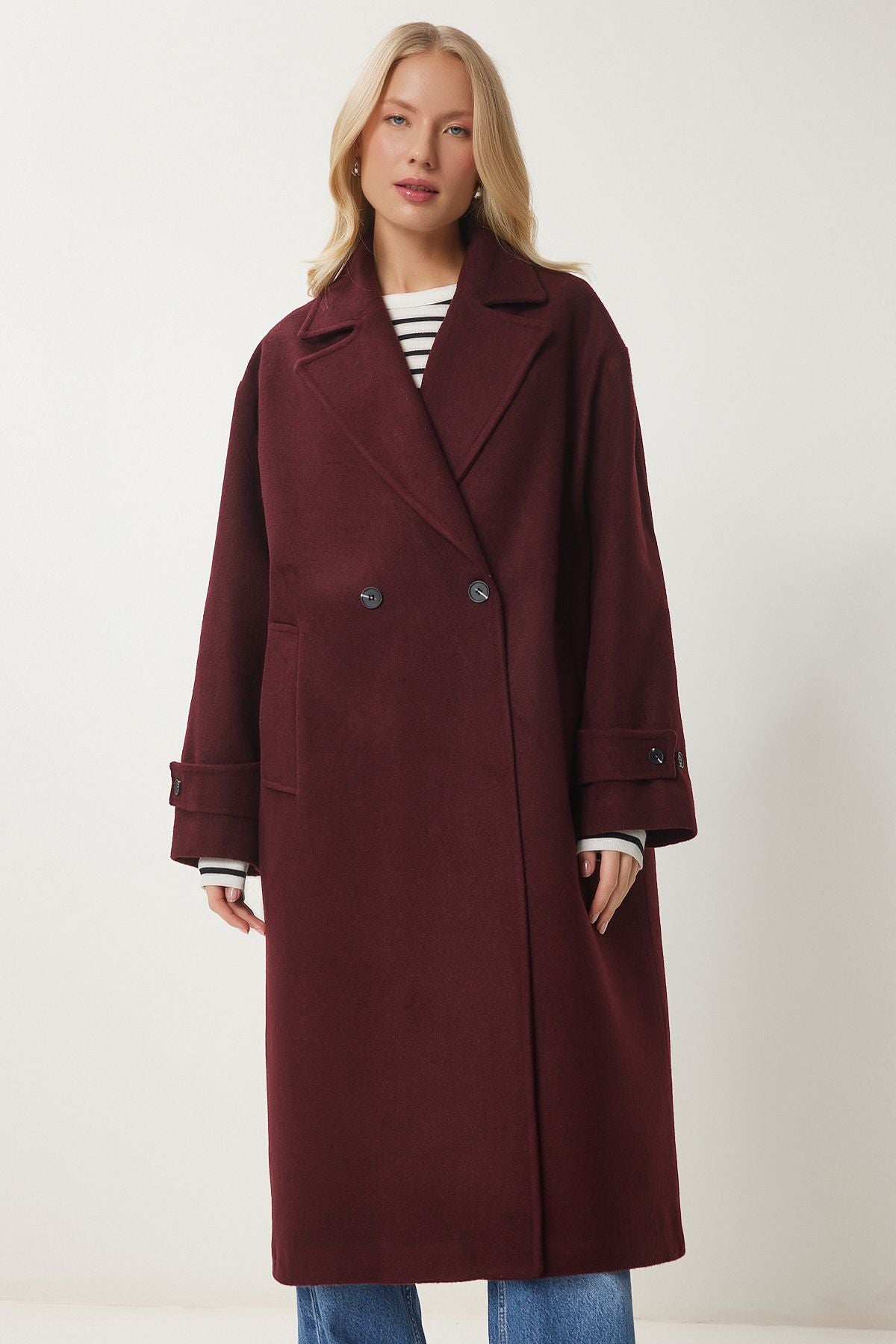 Female Bordeaux Cruishe collar Stamp Coat DP00232