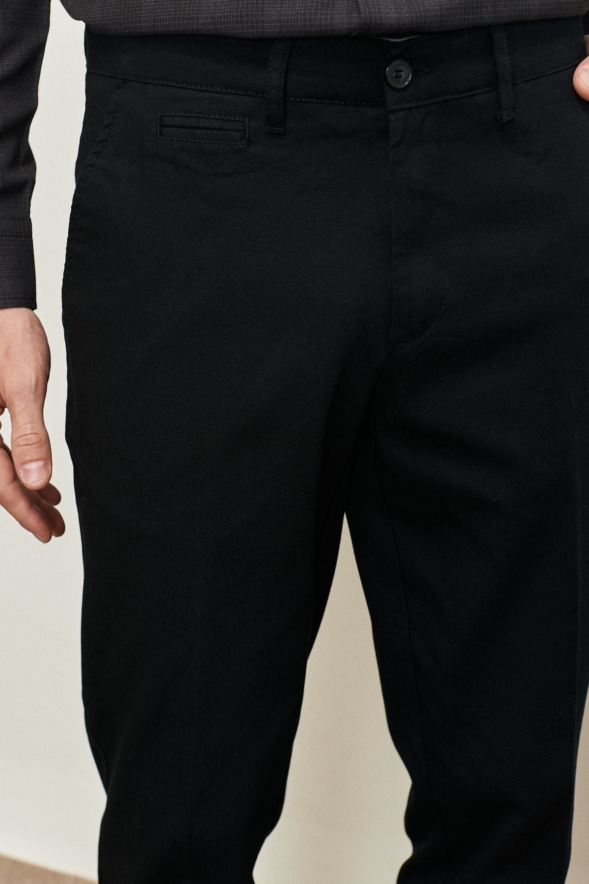 Men's Black Comfort Fit Casual Cut Flexible Amelor Casual Pants