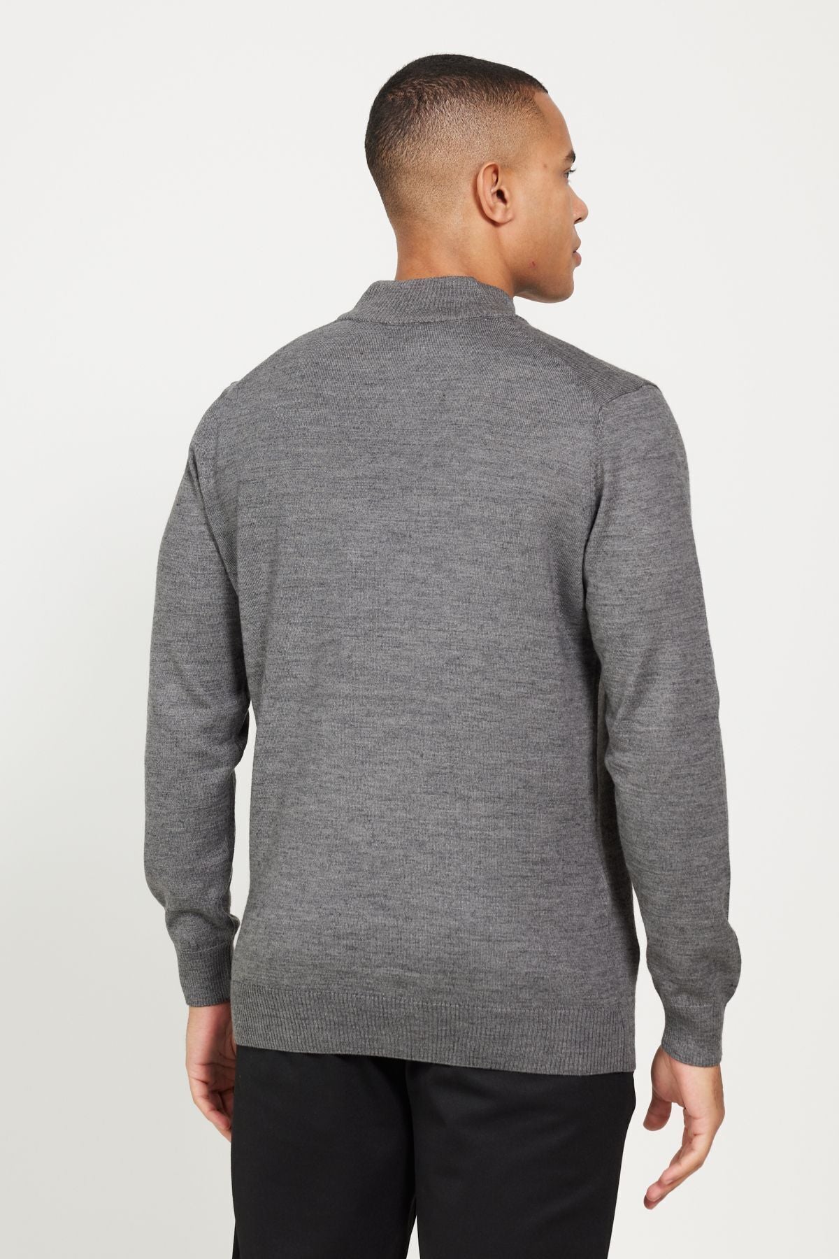 Standard Fit Normal Cut Full Fisherman Yaka Anthracite-Melanj knitwear sweater