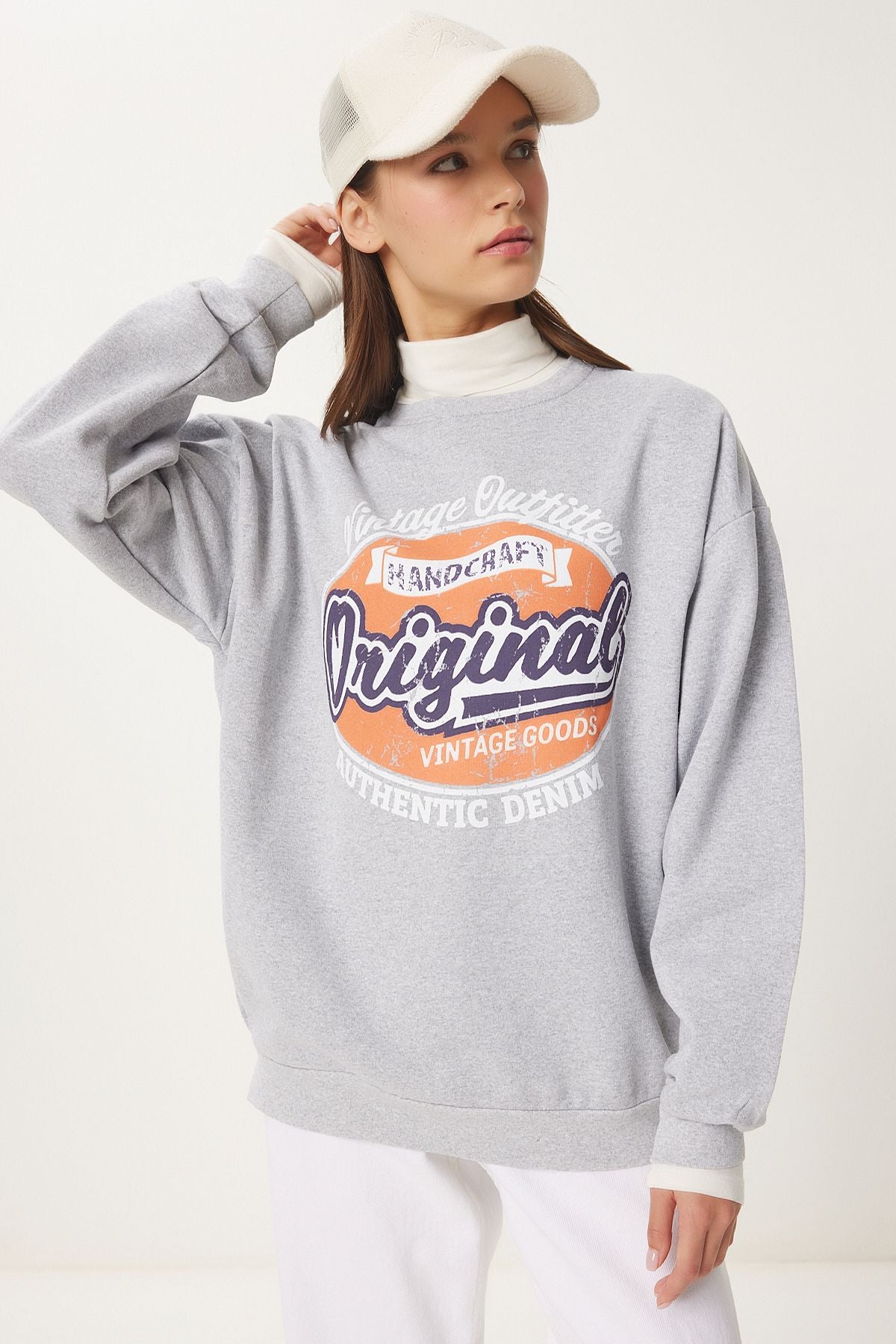 Women's Gray Printed Sweatshirt DZ00003