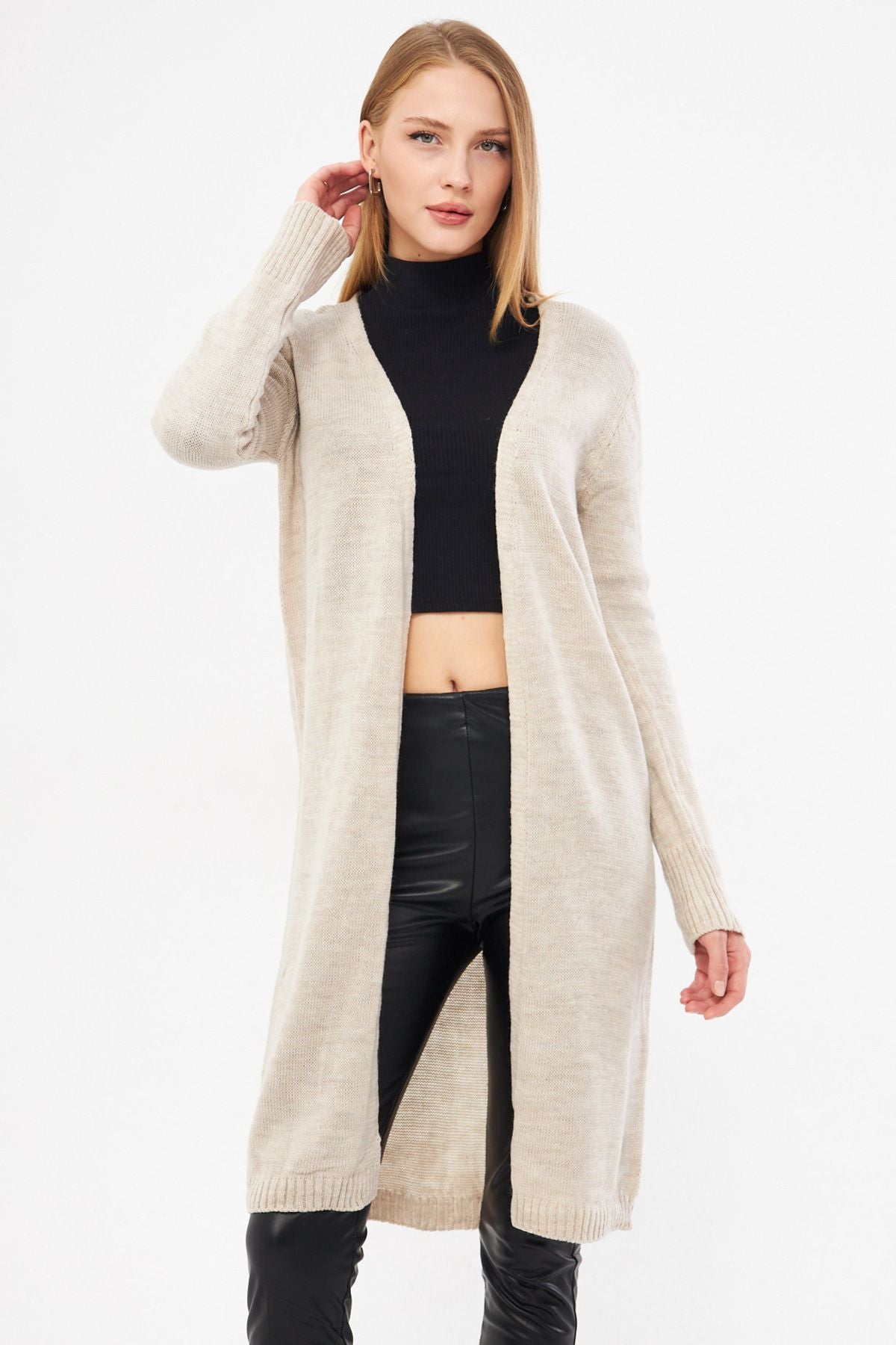 Female Beige Long Sleeve Thin Triko Cardigan ARM-25K069002
