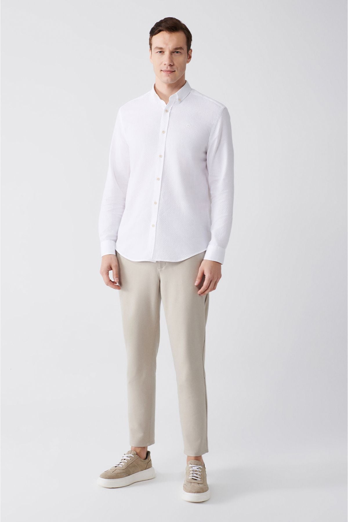 Men's White 100 %Cotton button collar shirt A31y2004