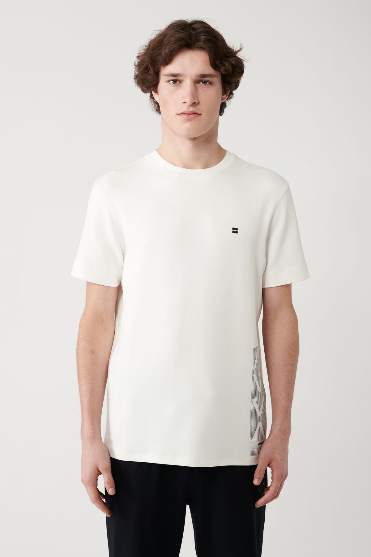 Men's White Printed Bicycle Yaka Soft Touch T-shirt A41y1328