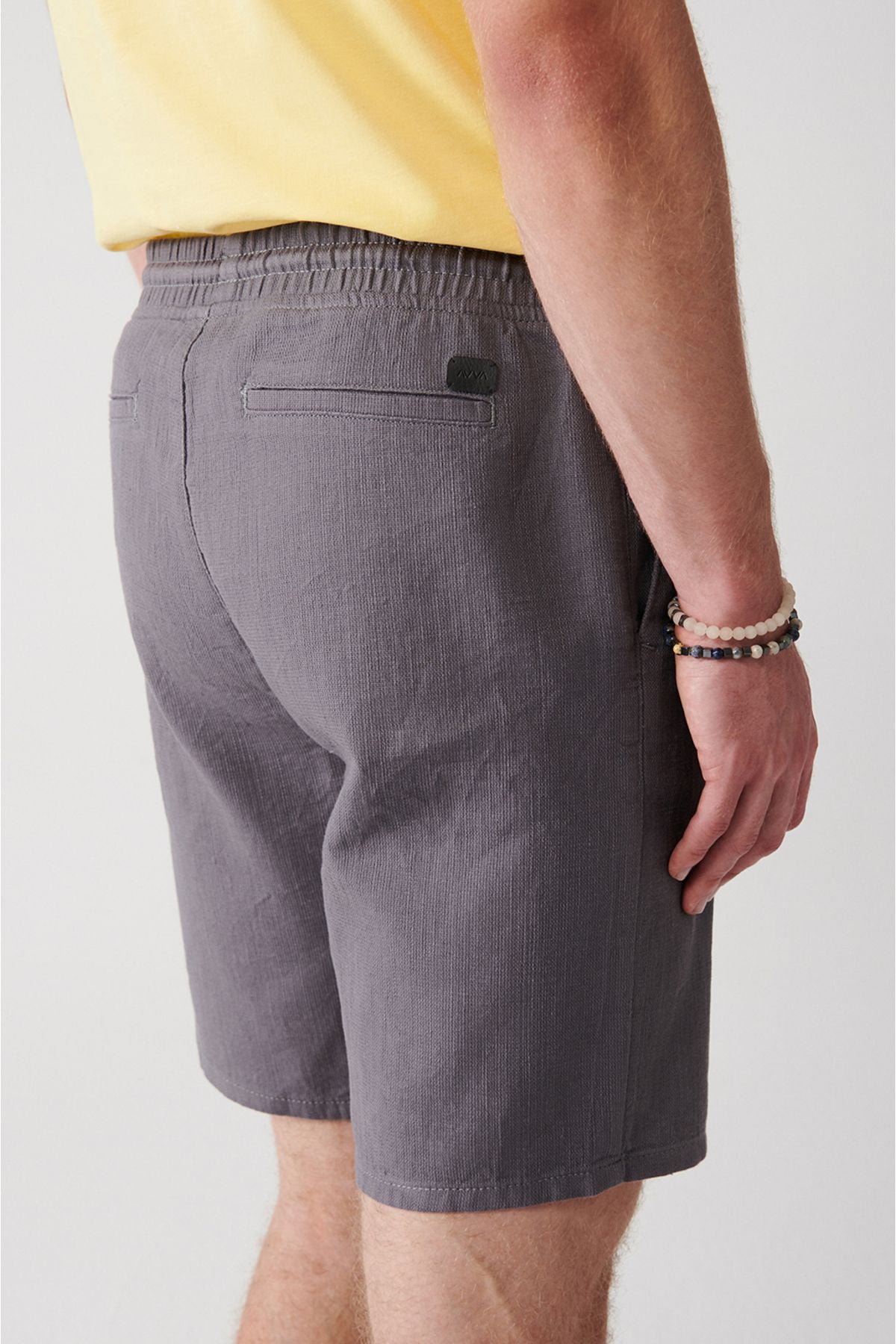 Men's anthracite 100 %cotton side pocket with waist tire -linen texture E003603