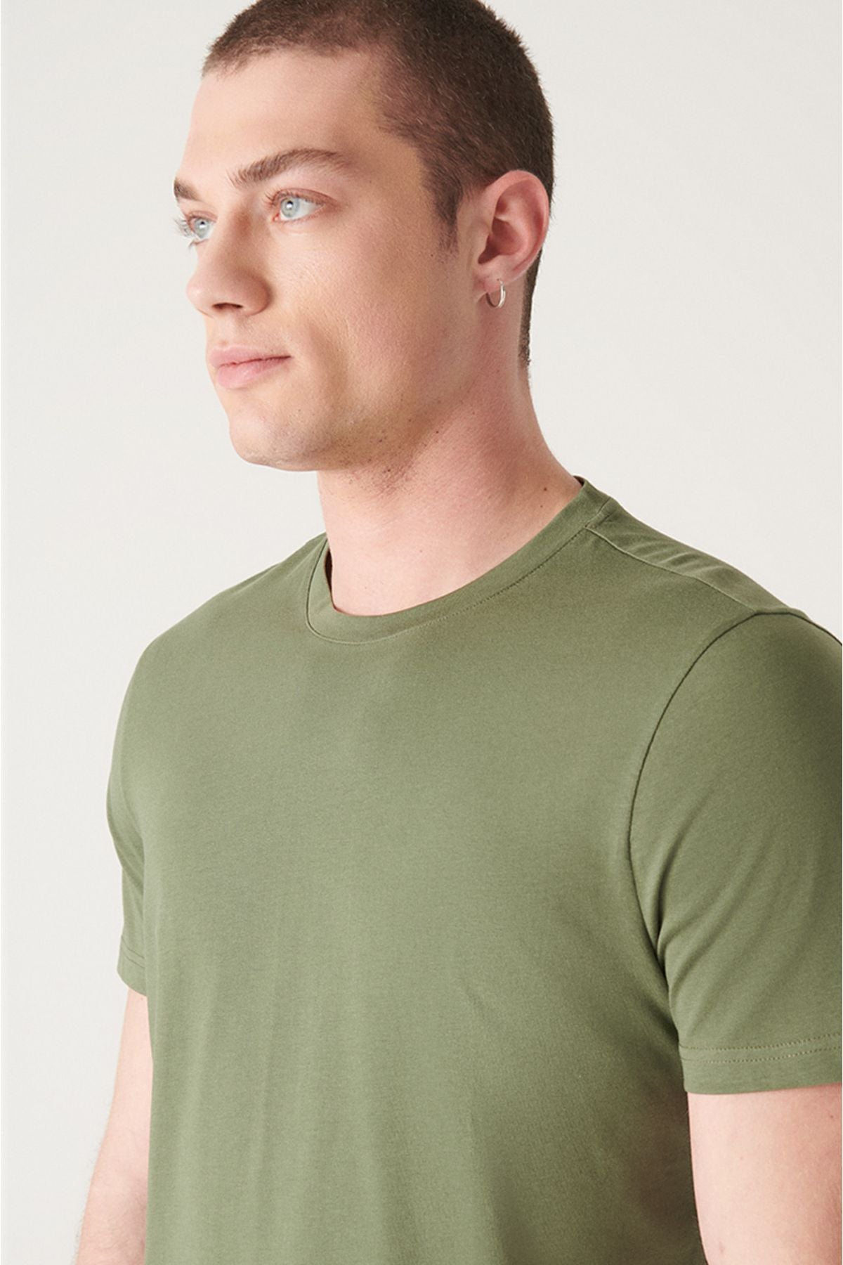 Male Khaki 100 %Cotton Breathing Bicycle Yaka T-Shirt E001000