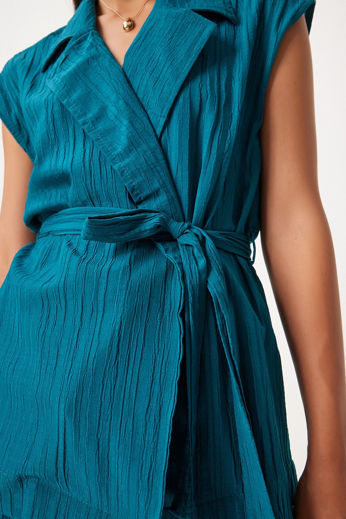 Women's oil green belt vest Palazzo knitting set By00055