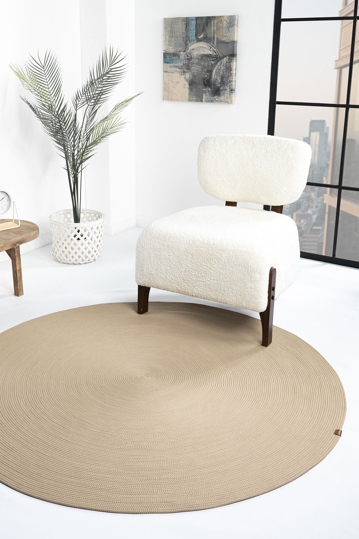 Naturel Round Wicker Hand Woven Carpet Carpet Rug Rug apartment 1