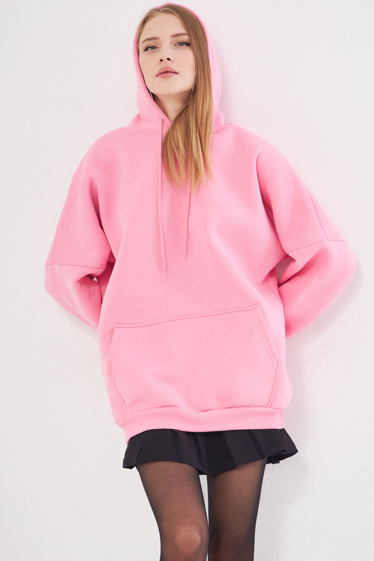 Woman Pink Hooded in Sweatshirt Arm-25k001045