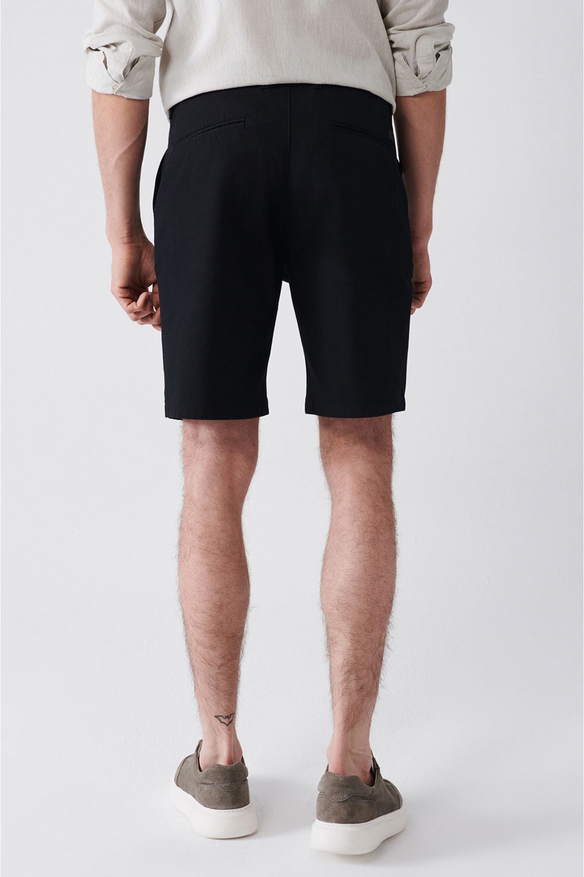 Men's black flexible patara chino canvas shorts B003730