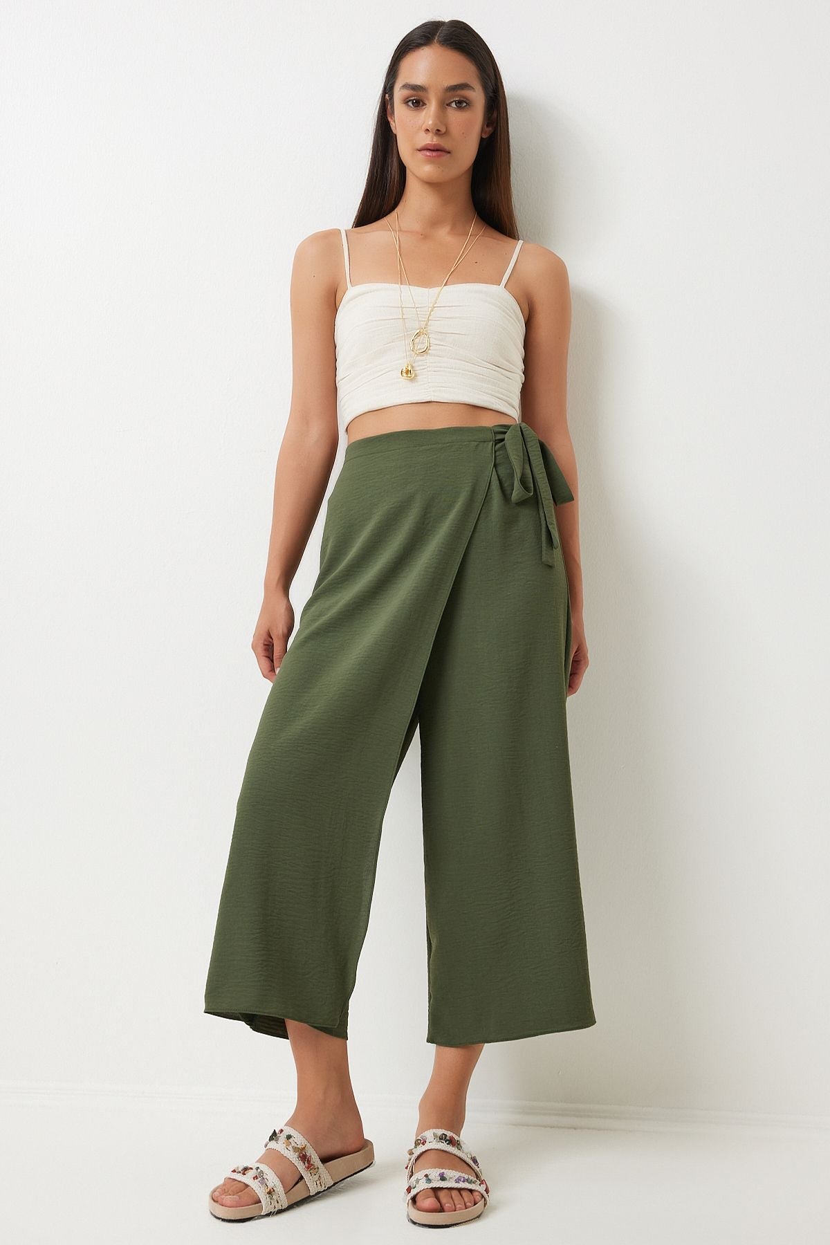 Woman Khaki Skirt -Looking Ayrrin Shalwar Pants DE00033