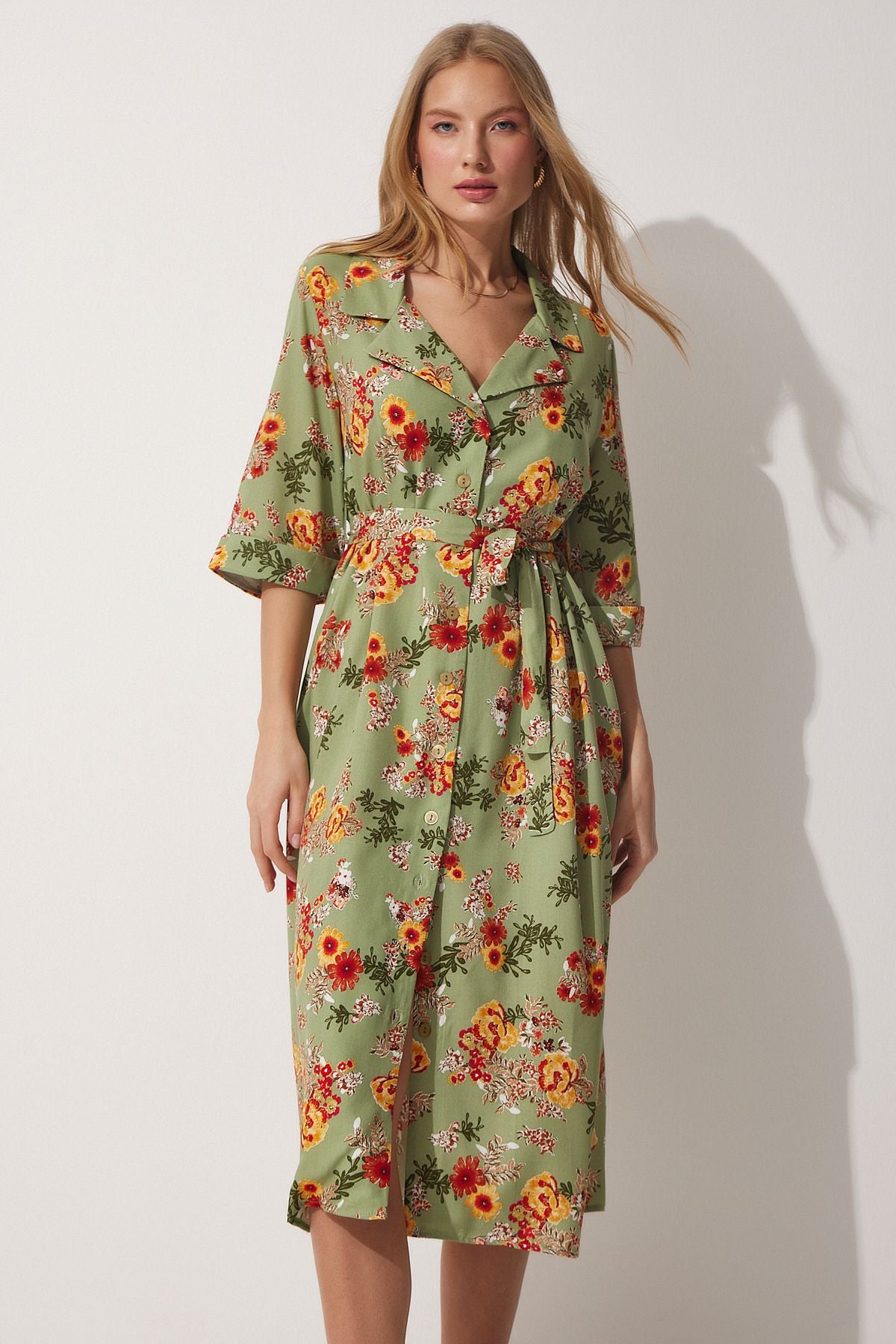 Floral Summer Viscose Shirt Dress
