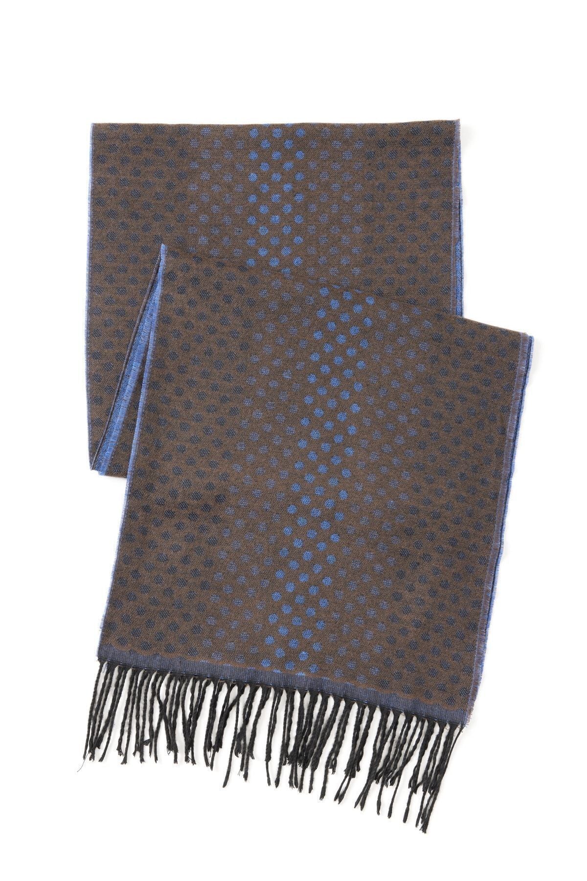 Men's brown-blue patterned weft