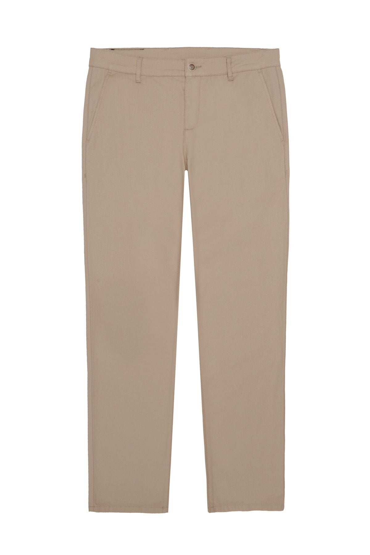 Men's beige comfort fit comfortable cutting side pocket cotton patterned flexible pants