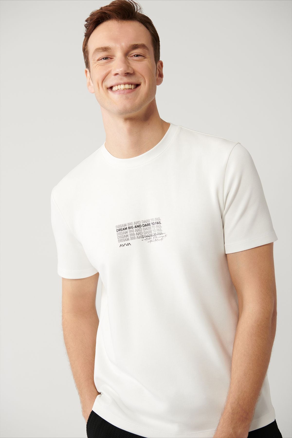 Men's White Bicycle Collar Printed Interlok T-Shirt A41y1013