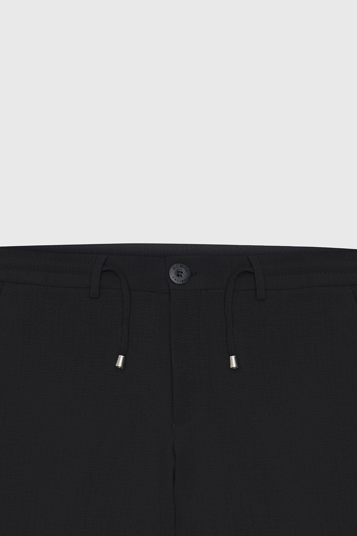 Men's black slim fit narrow -cut waist tied side mobile wafer patterned pants