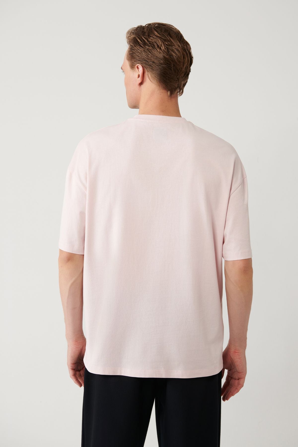 Men's open 100 %cotton pink bike collar printed T-shirt A41y1157