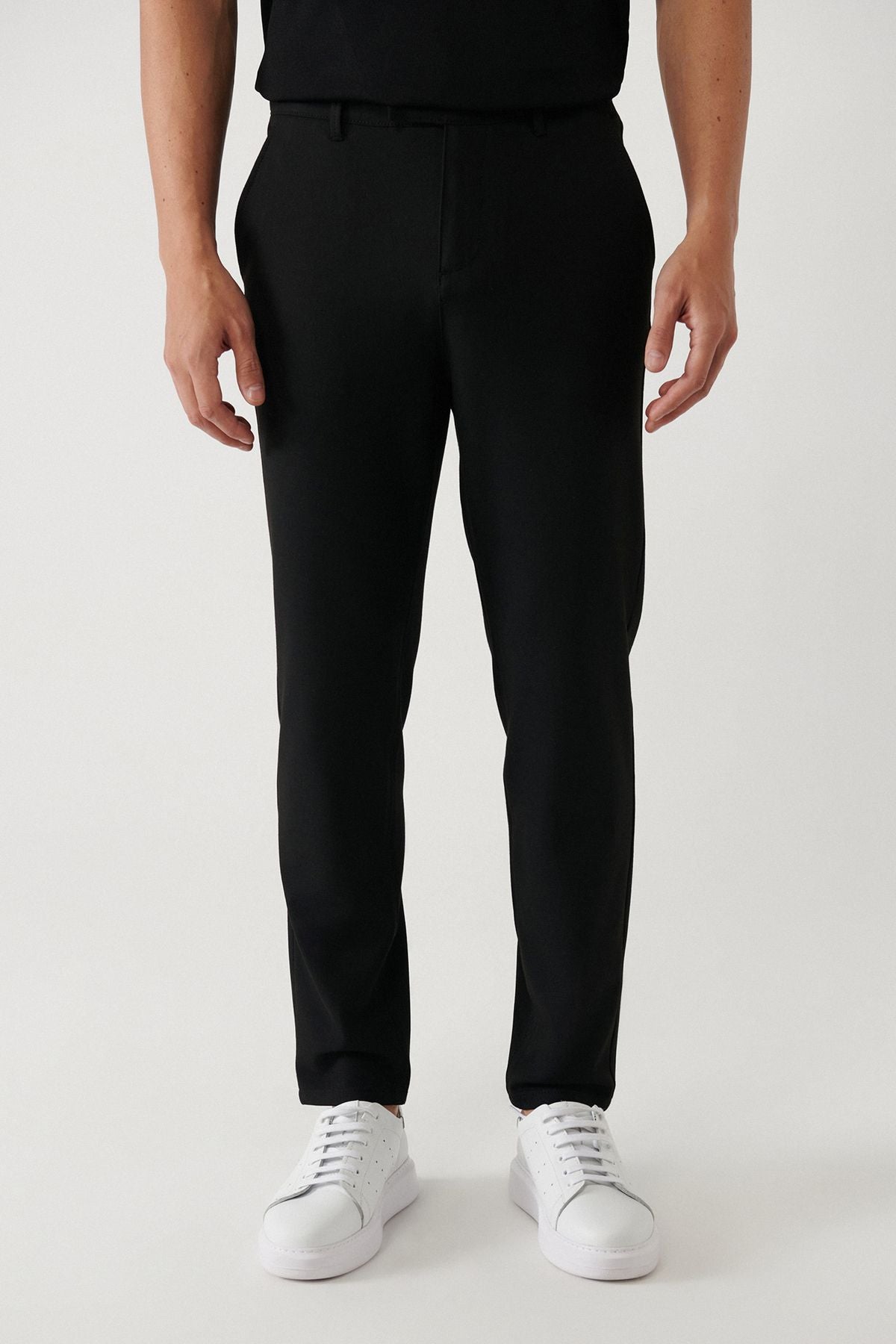 Men's Black Side Chino Pants with Pocket Pocket Chino Pants A32Y3070