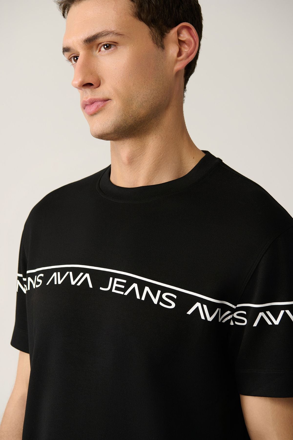 Men's Black Printed Bicycle Yaka Soft Touch T-shirt A41y1329