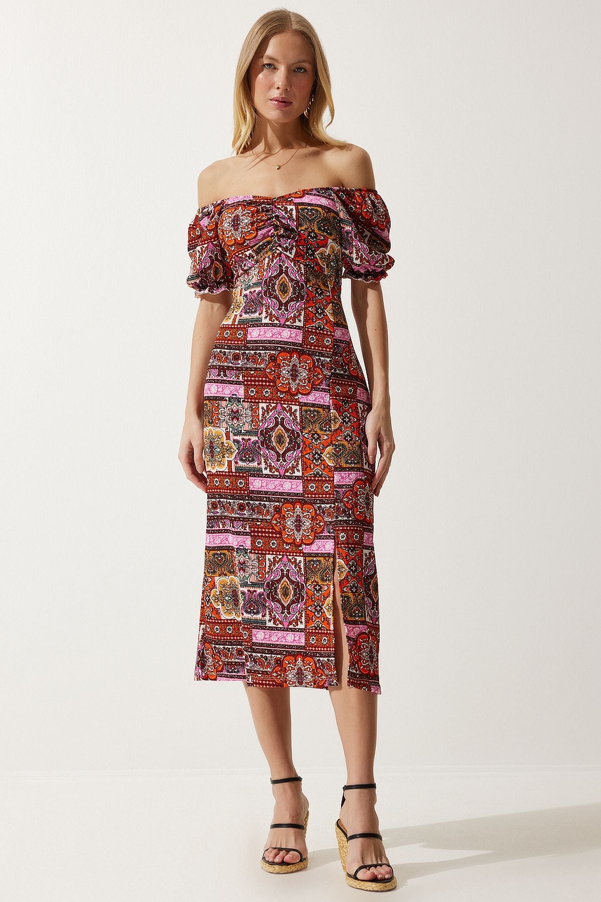 Women's Tile Elastic Carmen Capina Summer Dress MC00172