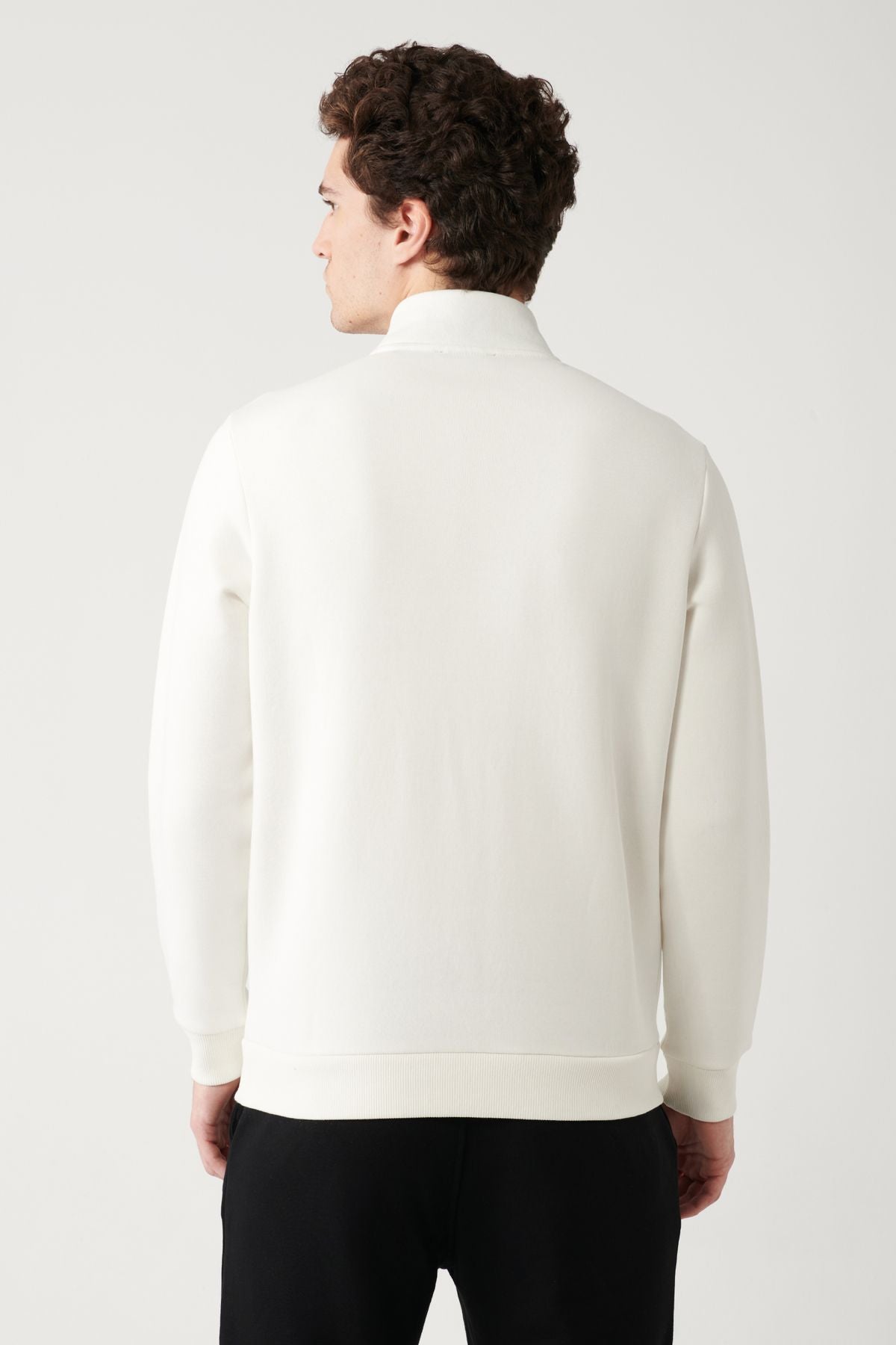 Men's white upright collar zipper with a bondon 3 IP Sweatshirt E001020