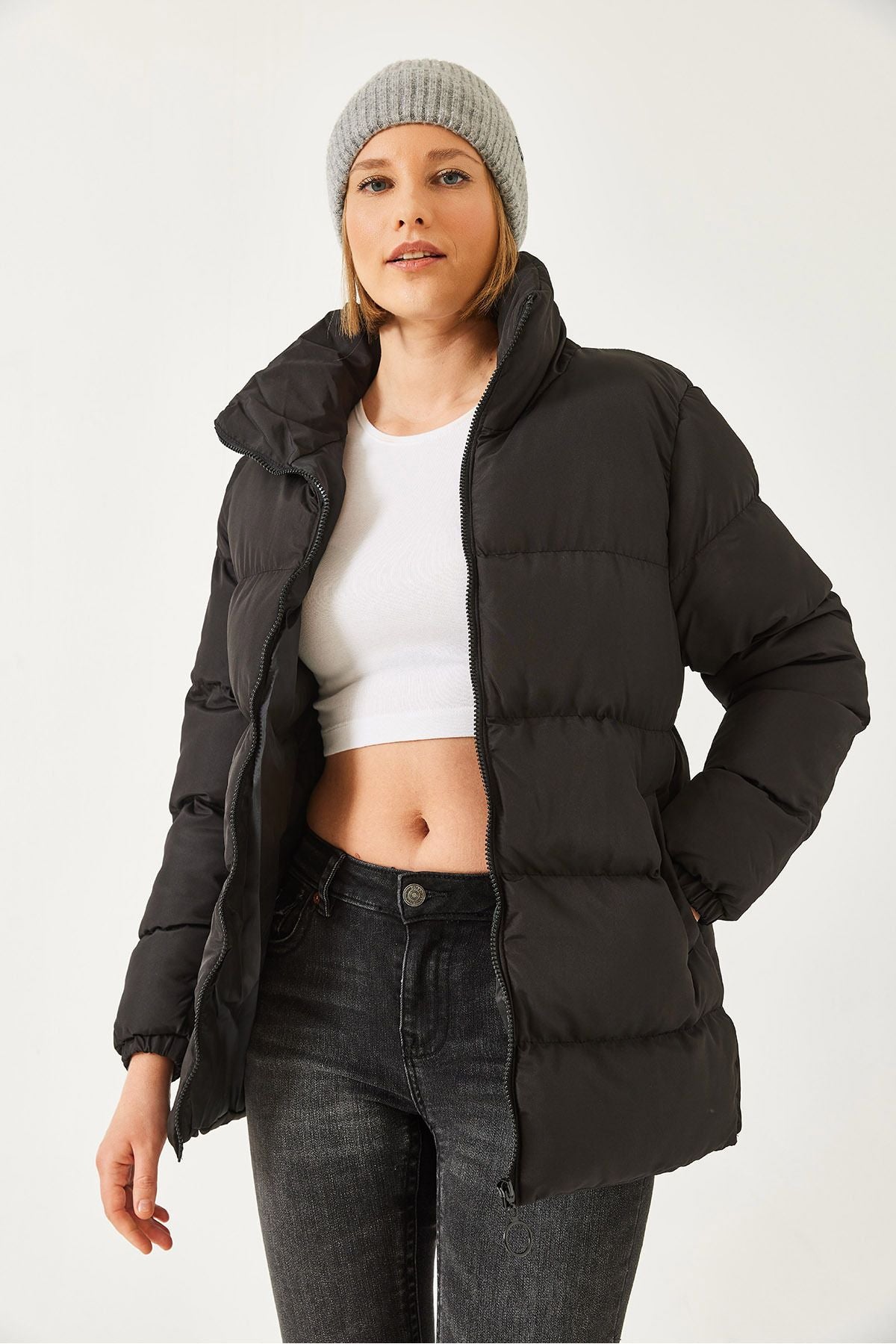 Female Zipper Inflatable Coat 60901016