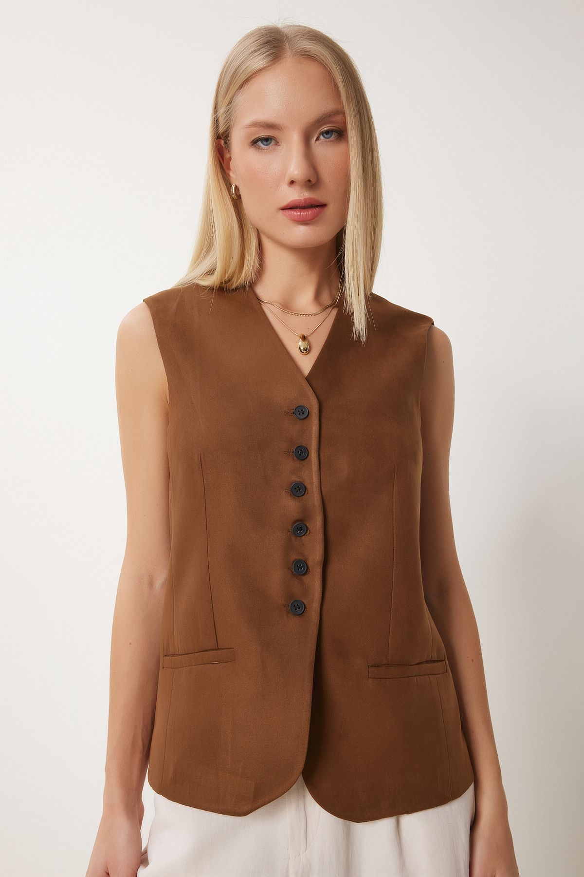 Woman Taba V -Neck Nubuk Vest FN03387