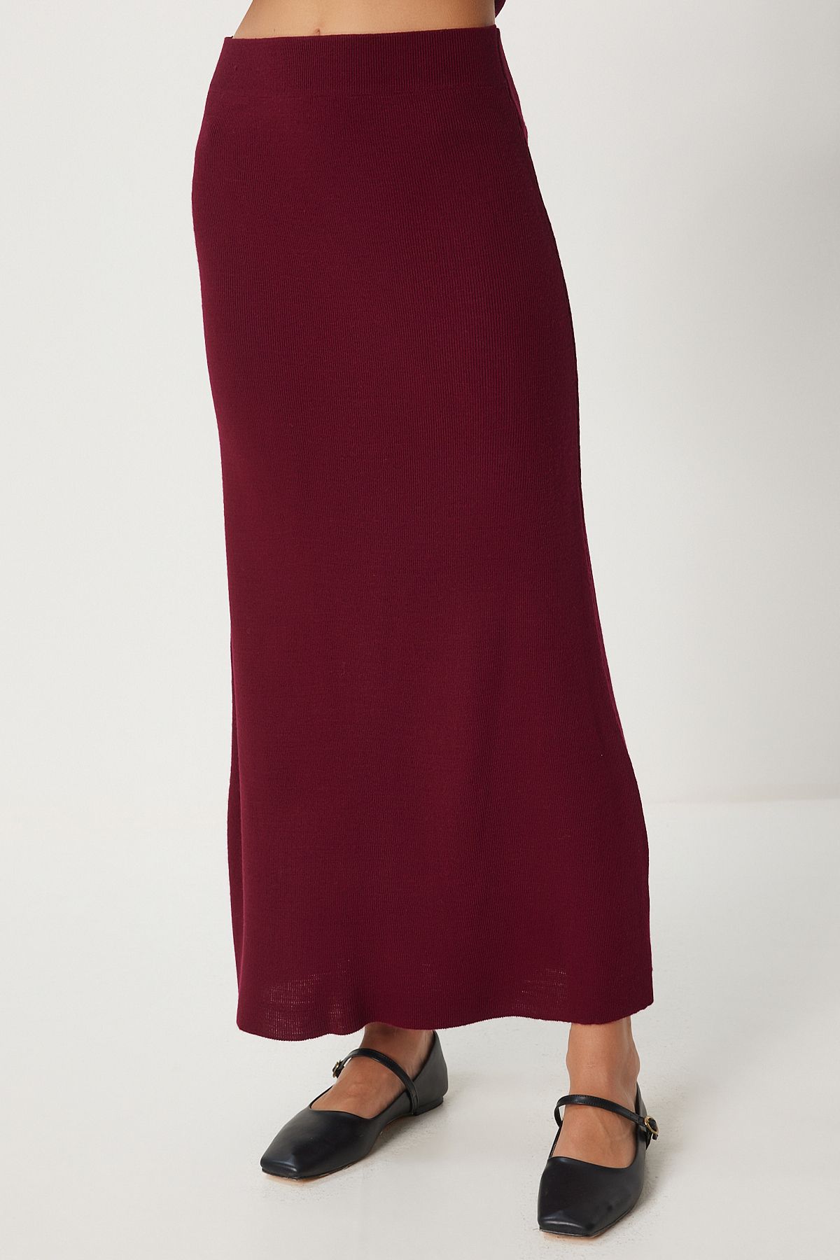 Female Bordeaux Polo Yaka knitwear cardigan skirt set PF00090